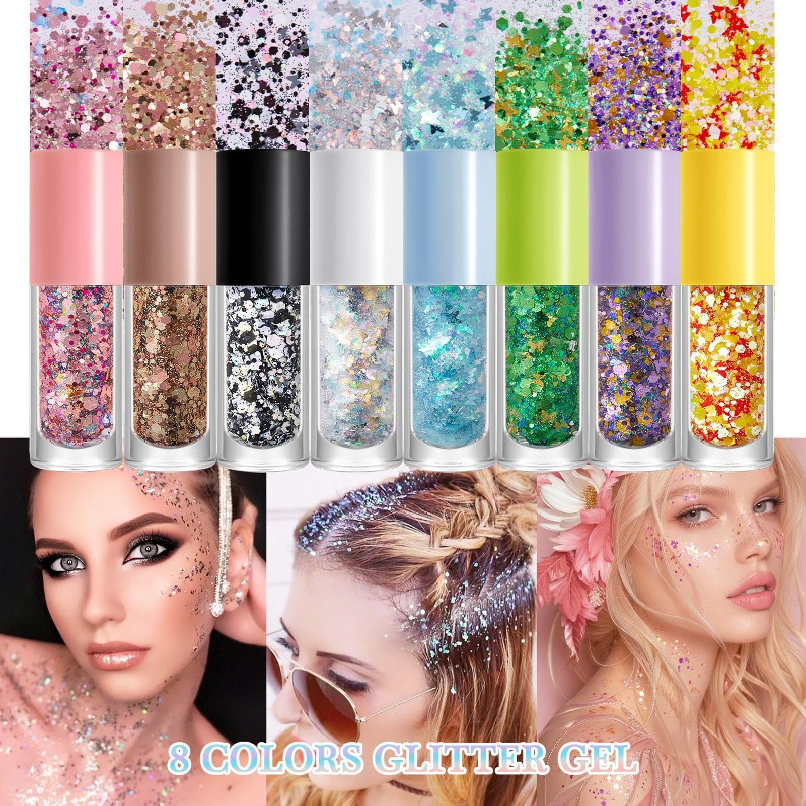 Glitter Per Il Trucco Capelli Scintillanti a Lunga Durata | Glitter per il trucco viso e corpo ideale per Party, Concerti, Festival, Partite di Calcio, Feste di Compleanno, Ragazze e