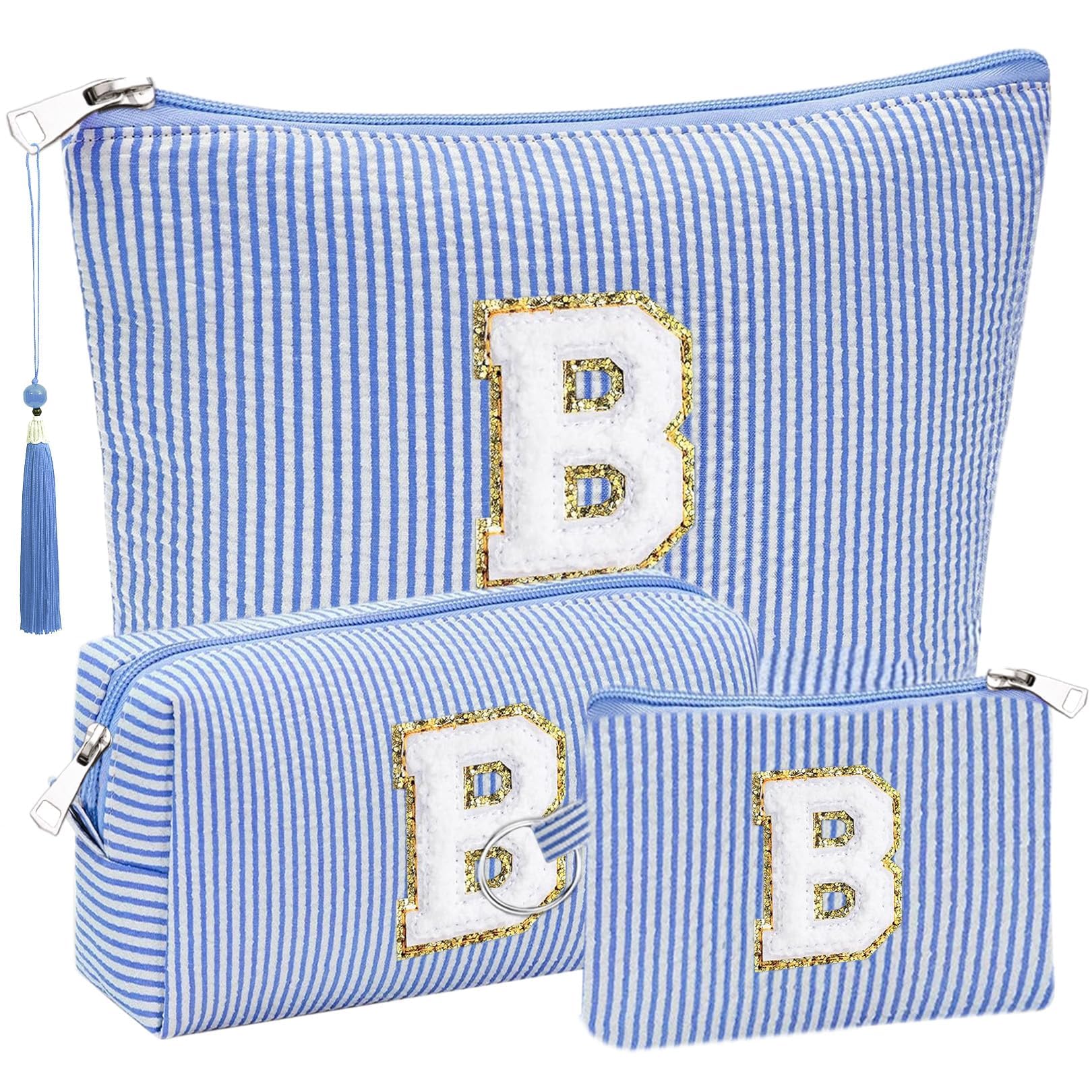 Initial Gifts Travel Cosmetic Makeup Pouch Bags Sets for Purse, 3pcs Stoney Clover Dupes Pouch Makeup Bag, Personalized Cosmetic Bags Set for Women,