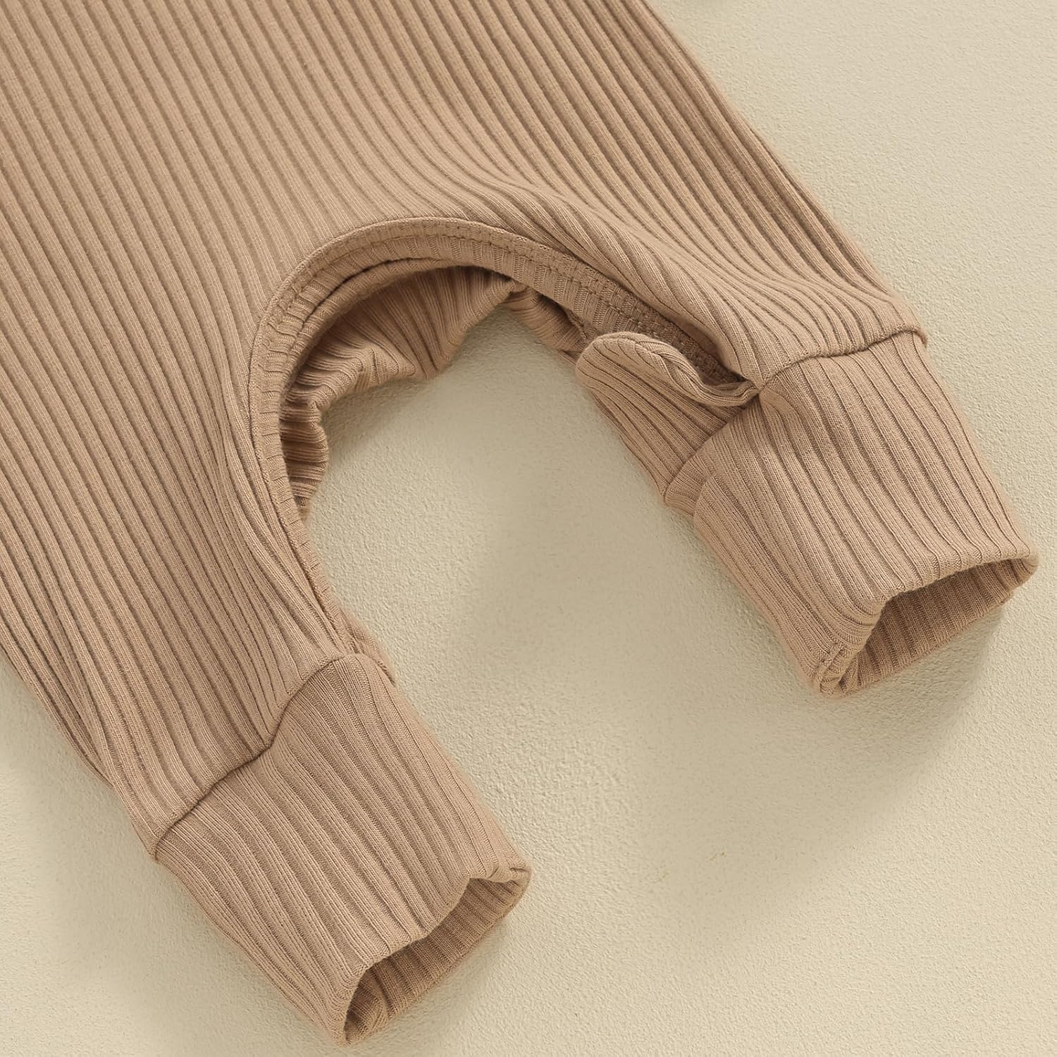 Infant Boys Girls Clothes Set Newborn Baby Romper Hat Ribbed Knit Long Sleeve Button Solid Bodysuit Jumpsuit - Image 5