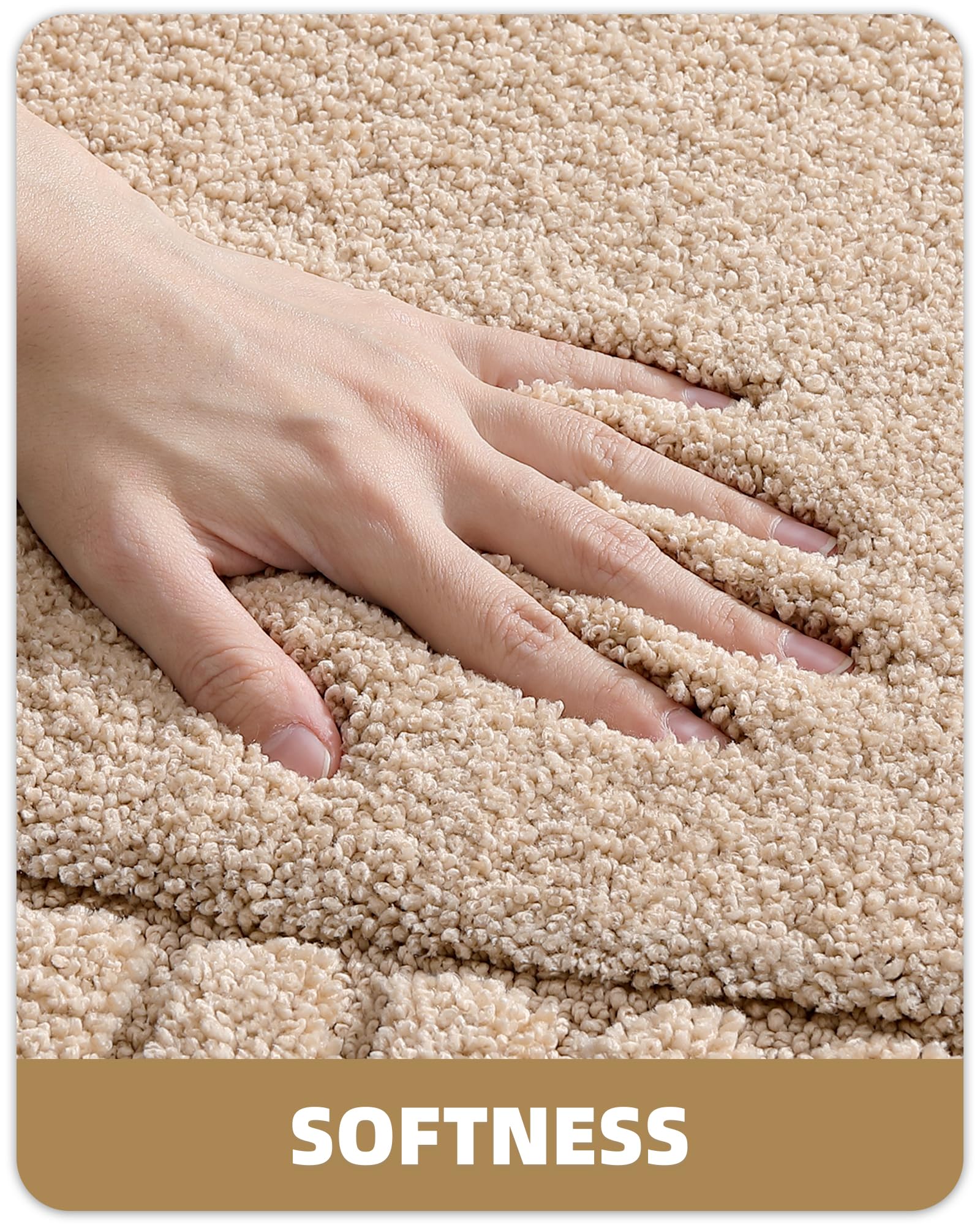 Tapis de Bain Antidérapant 40 x 60 cm Microfibre Absorbant Lavable en Machine Beige