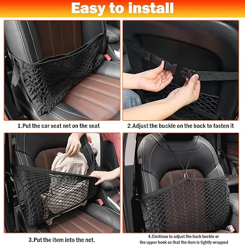 Miniatura 4 de Kaishengyuan Red para asiento de automóvil, organizador de asiento delantero expandible de doble capa, organizador de automóvil, malla para