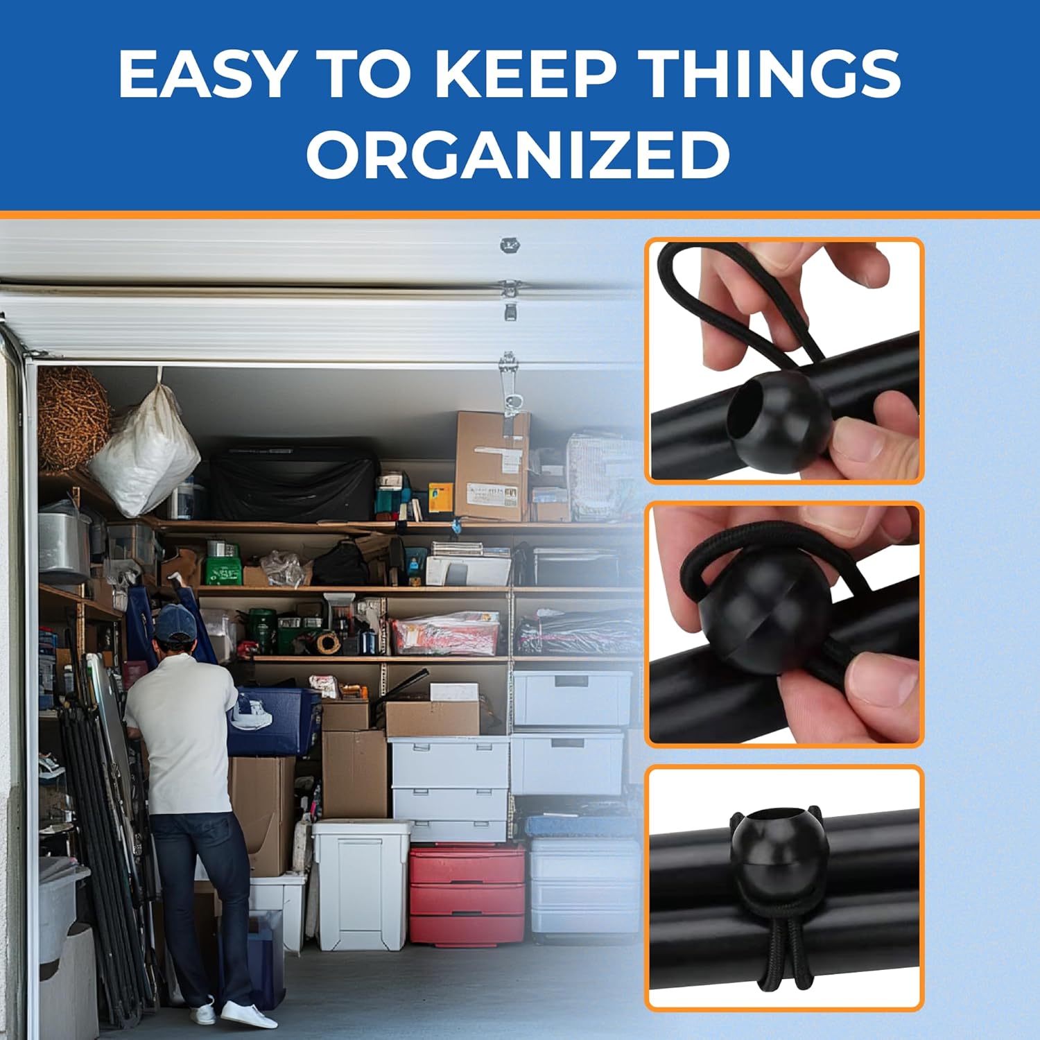 Heavy Duty 9" Bungee Ball Cords - 10 Pack Black Elastic Ties with Ball Ends for Tarps, Canopies, Walls, and Cable Management - Durable Stretch Straps for Indoor and Outdoor Use by 21 Home