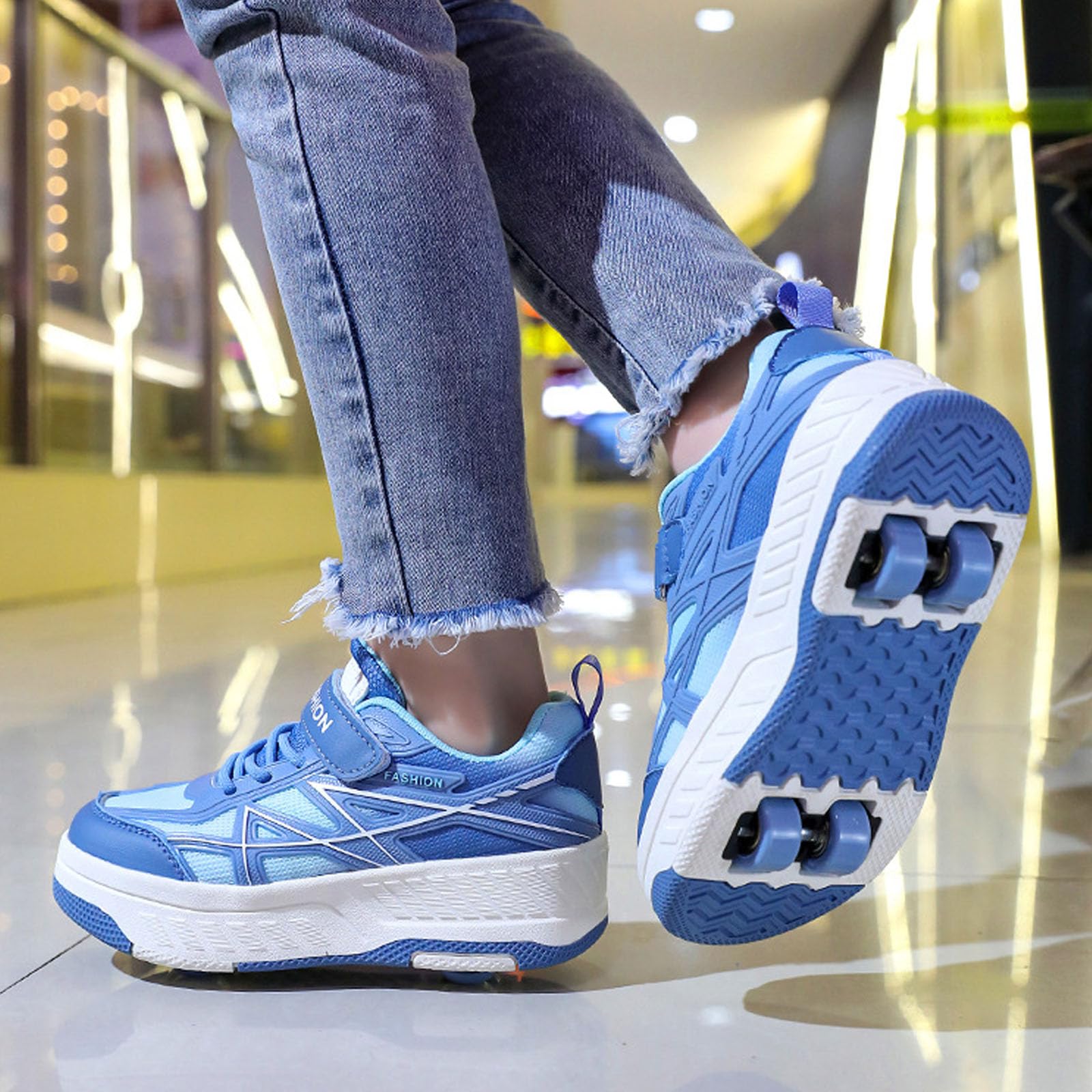 Surwin Roller Adolescents/Enfant Mode, Chaussures Enfant avec roulettes, Chaussures à roulettes Retractable Détachable, Chaussure Roller Fille/Garçon, Basket Roller Semelle épaisse