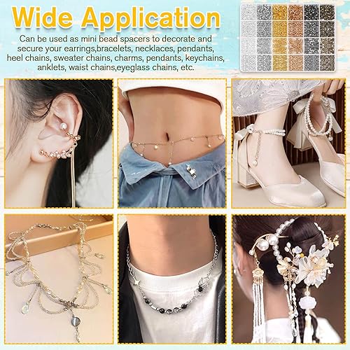 Miniatura 7 de 2220 cuentas de crimpado para hacer joyas, cubiertas de nudos de Acejoz y protectores de alambre con alicates de engaste para hacer pulseras de