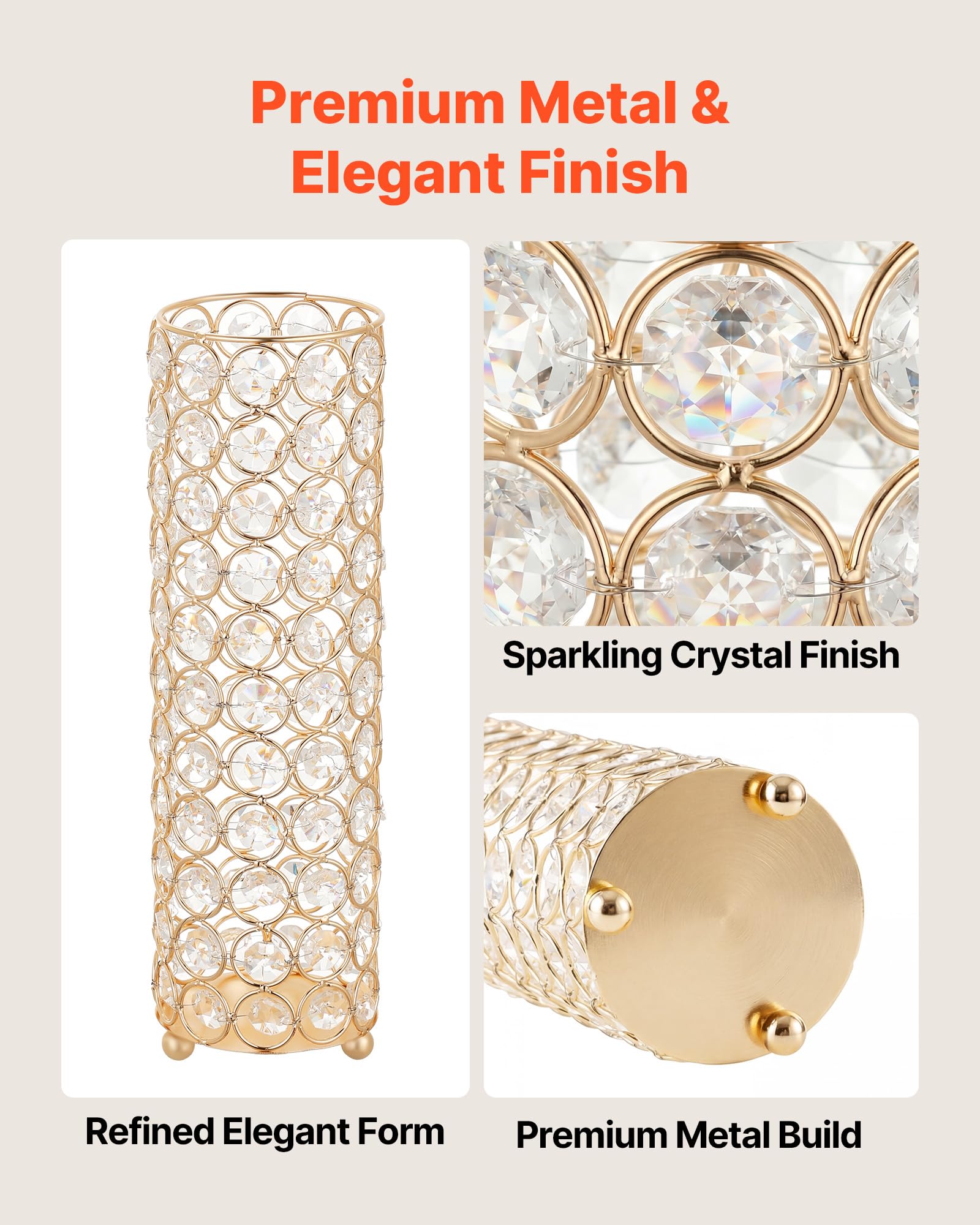 VEVOR Jarrones Decorativos, Paquete de 16 Piezas, Floreros Cilíndricos de Cristal, Altura de 26 cm, Centros de Mesa para Boda, Diseño Moderno, Decoración para Banquete Ceremonia Fiesta Recepción Hogar