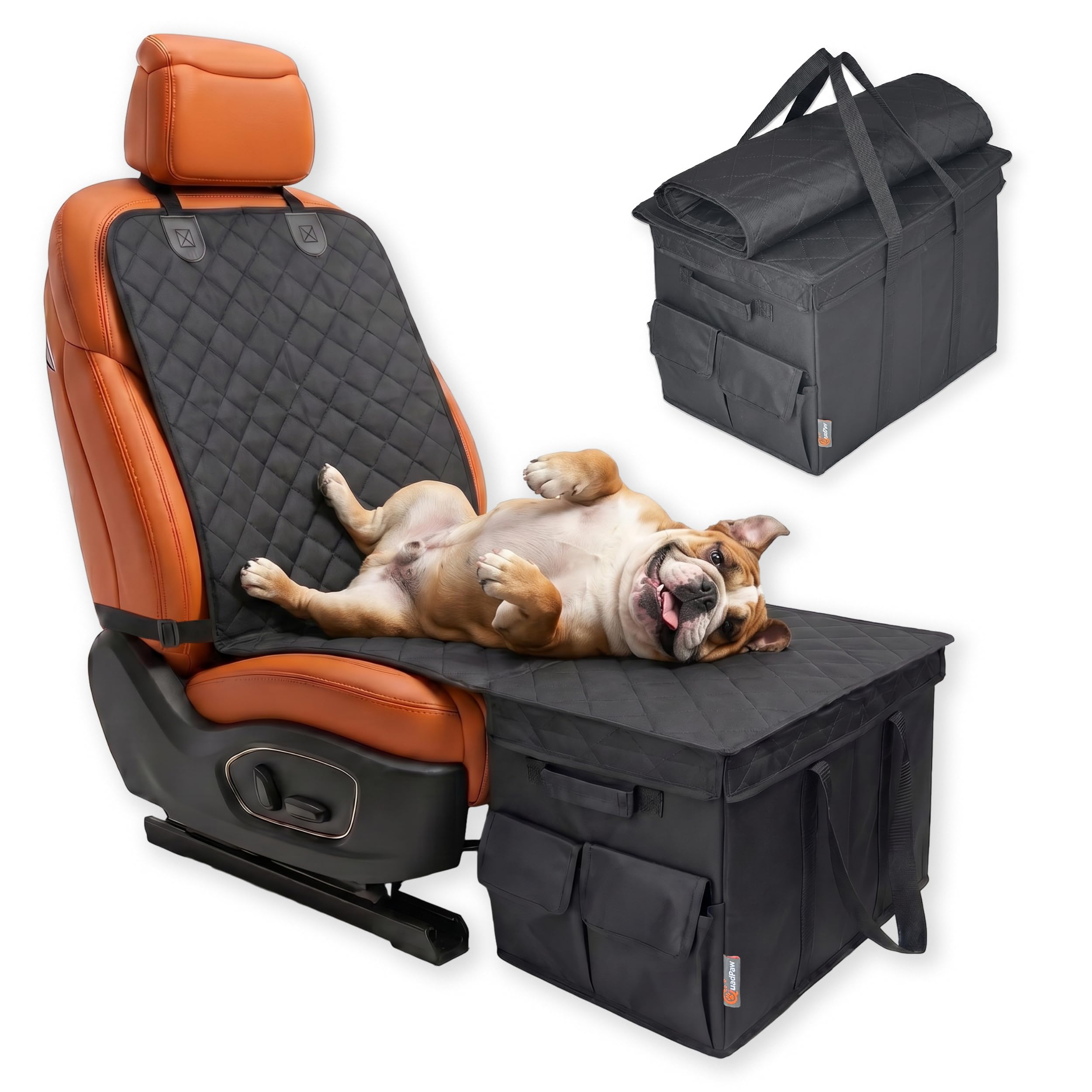 Rücksitzverbreiterung Hund mit Stauraum – Dog Car Seat Extender Hundeautositz Hartschale für Vorder- und Rücksitz, wasserdicht 600D Oxford, PKW SUV Kombi [137×50cm]