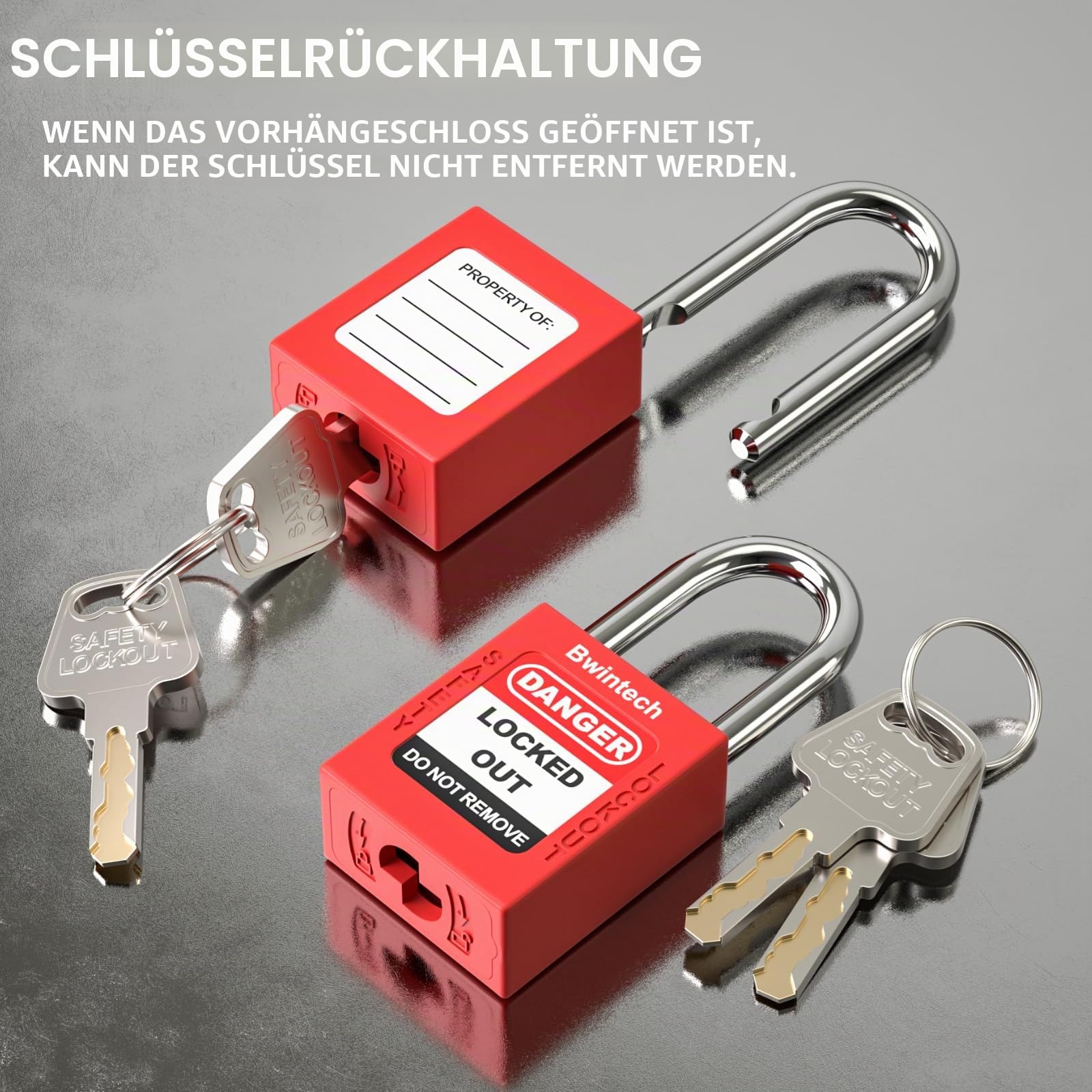 Bwintech 10 Stück 38MM verschlüsselt verschiedene rote Sicherheitsvorhängeschloss Lockout Tagout Schloss für Lock Out Tag Out Stationen und Geräte