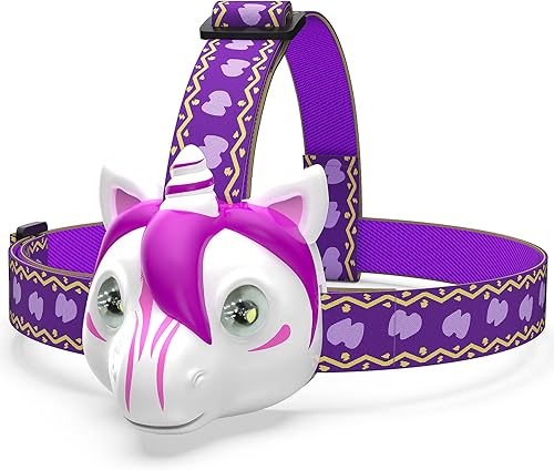 Ausemku Linterna frontal LED de unicornio para niños, accesorios de campamento para niños, linterna de juguete de unicornio para niños, niñas o