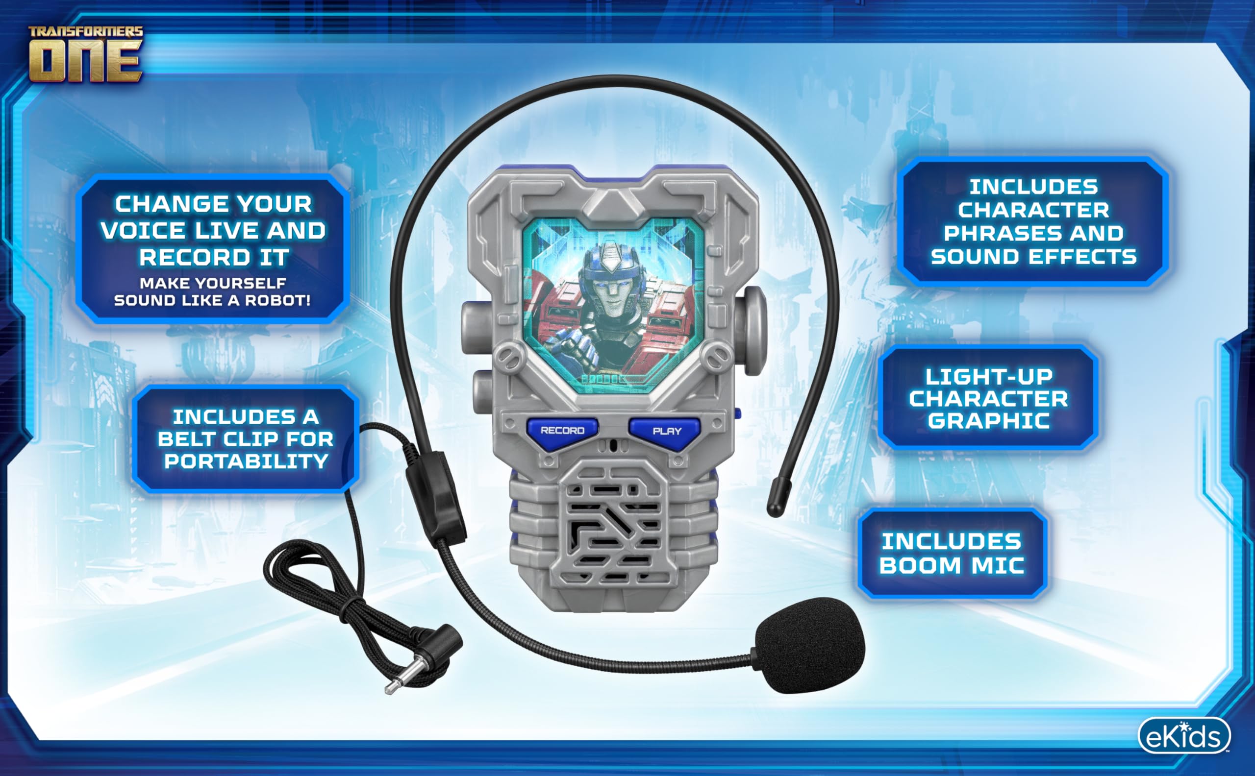 eKids Transformers Toy Voice Changer for Kids with Sound Effects, Designed for Fans of Transformers Toys, Great Gifts for Kids
