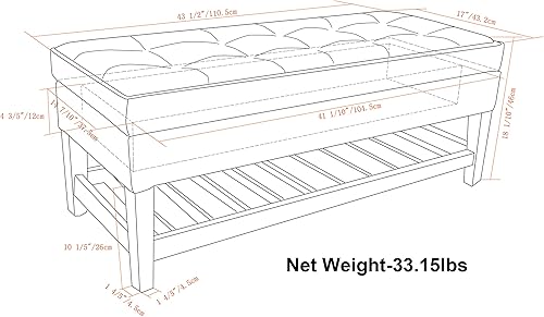 Miniatura 135 de SIMPLIHOME Cosmopolitan - Banco otomano rectangular de transición de 44 pulgadas de ancho con parte inferior abierta en piel sintética vegana gris