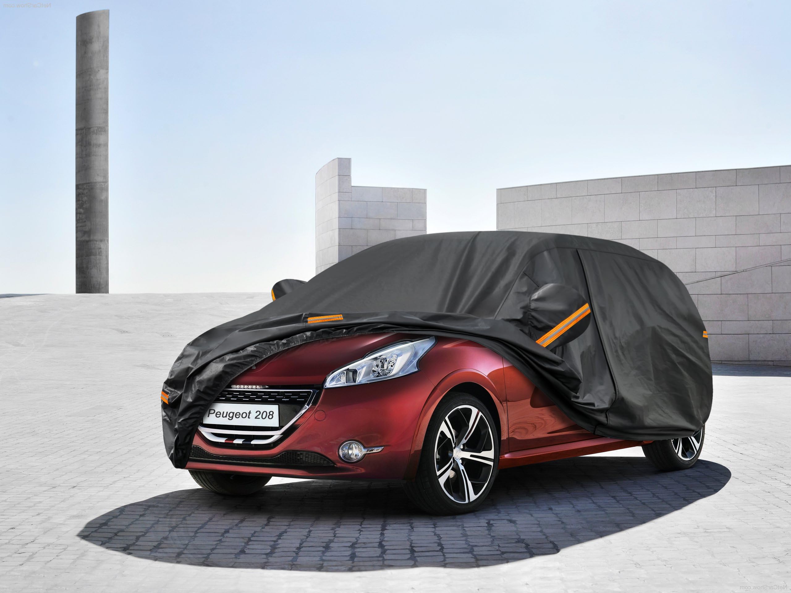 Kayme Telo Copriauto da Esterno, Compatibile con Peugeot 208 (2012-2025), Copertura a 7 Starti per Impermeabile Anti UV Anti Vento Antipolvere, Telo Copri con Cerniera e in Cotone.