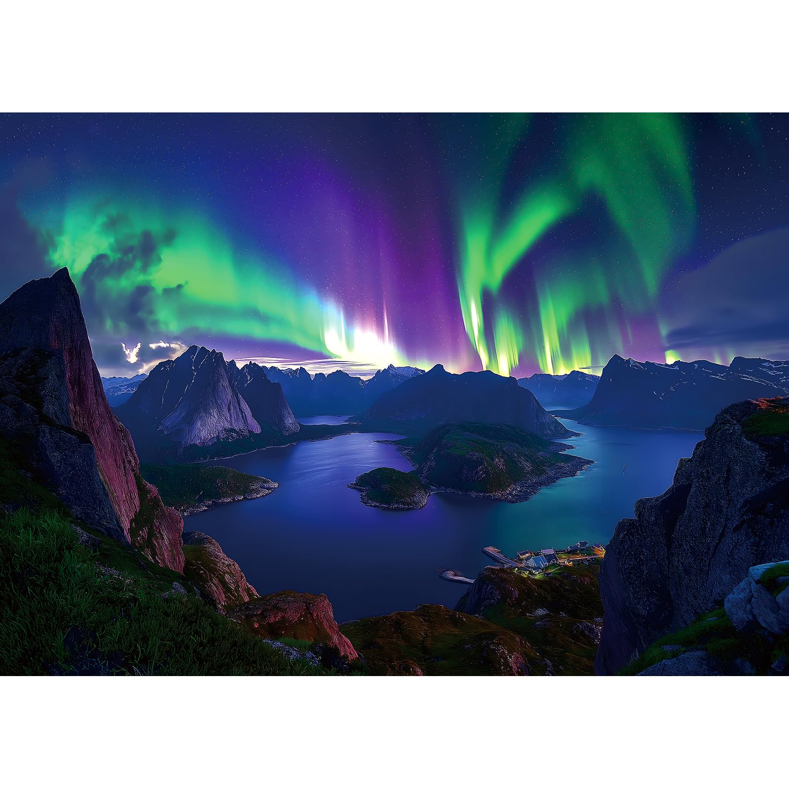 Photo 1 of Blueforest 1000 Piece Jigsaw Puzzles for Adults & Seniors - Northern Lights Mountain Lake Puzzle, 27.5"x19.7" Adult Puzzle with Letters on Back, Home Decor Gift
