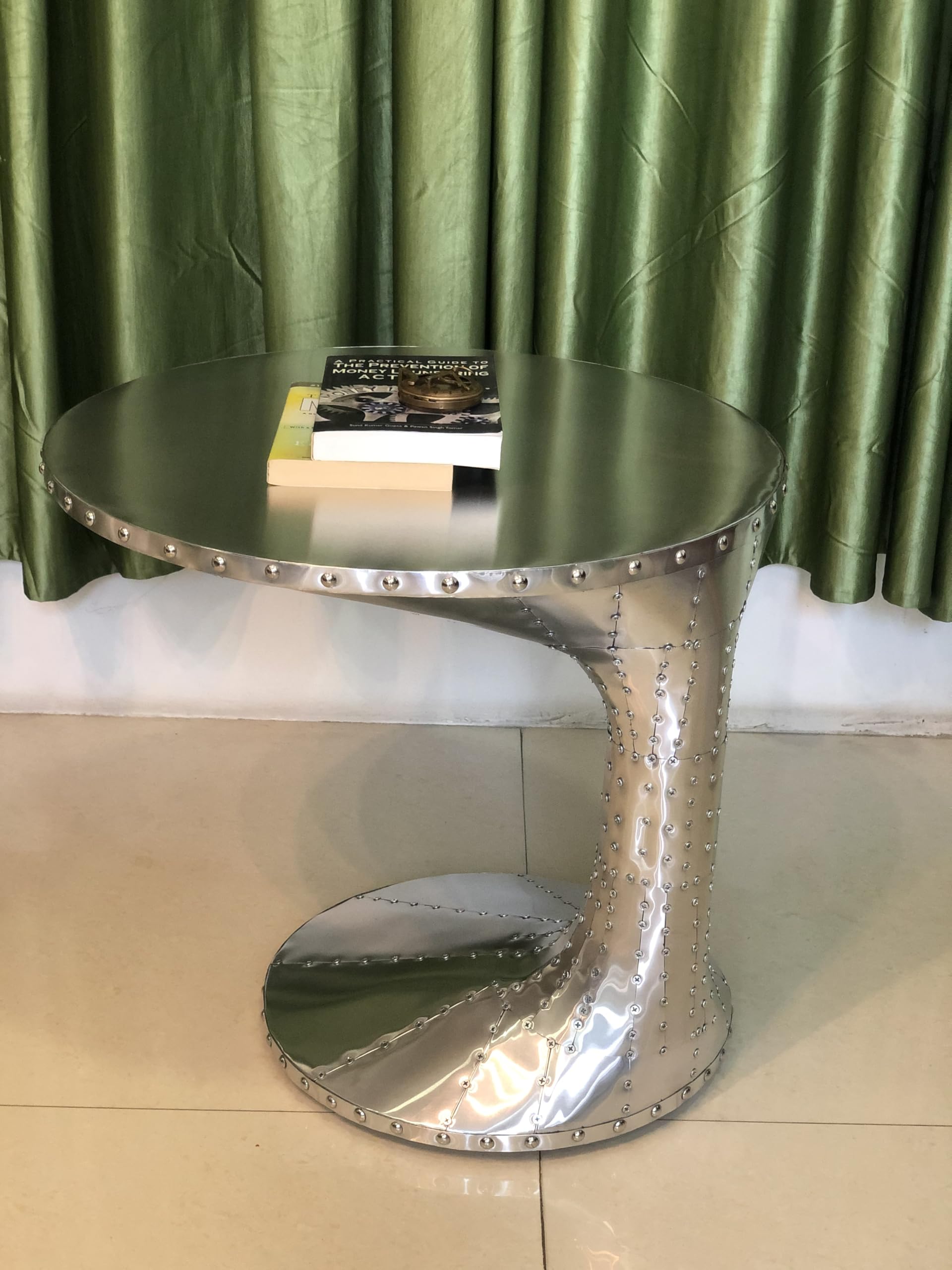 ARTIZANSTORE Industrial Style Coffee Table Aviator Tea Table Aviator Style Furniture Aluminium Side Round Table