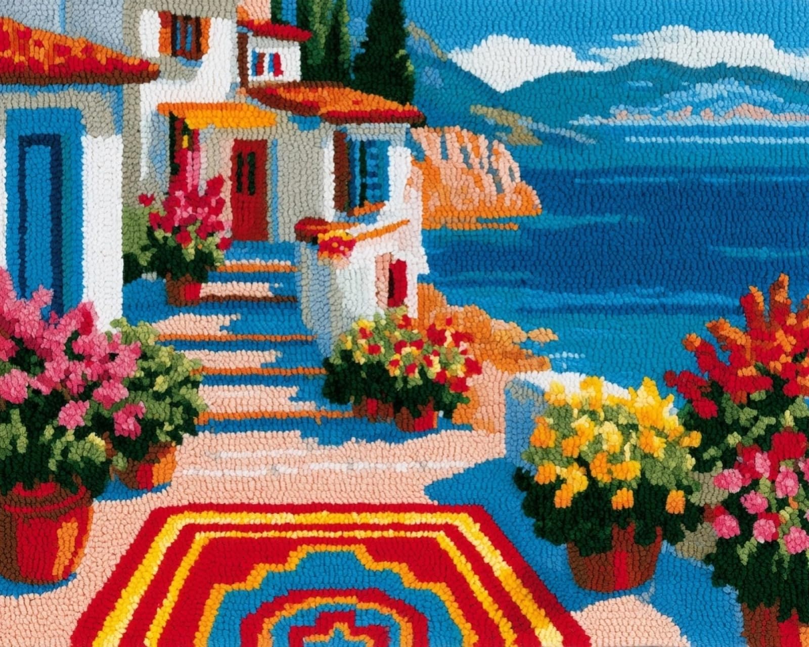 Wallphantom Latch Hook Rug Kits for Adults,Seaside Town