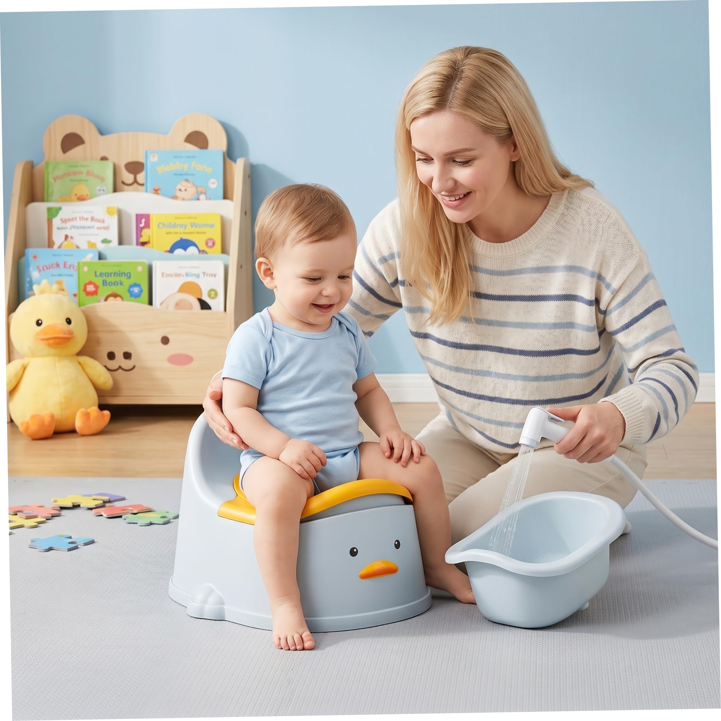 Töpfchen, Töpfchen-Trainingstoilette für Kleinkinder, spritzwassergeschützt und leicht zu reinigen, hohe Rückenlehne, (klein, 0–2 Jahre), blau;1