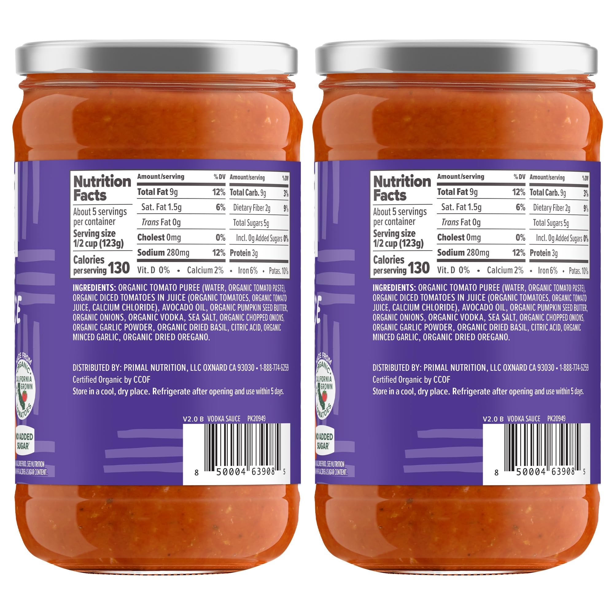 Amazon.com : Primal Kitchen No Dairy Vodka Sauce 2-Pack, No Added