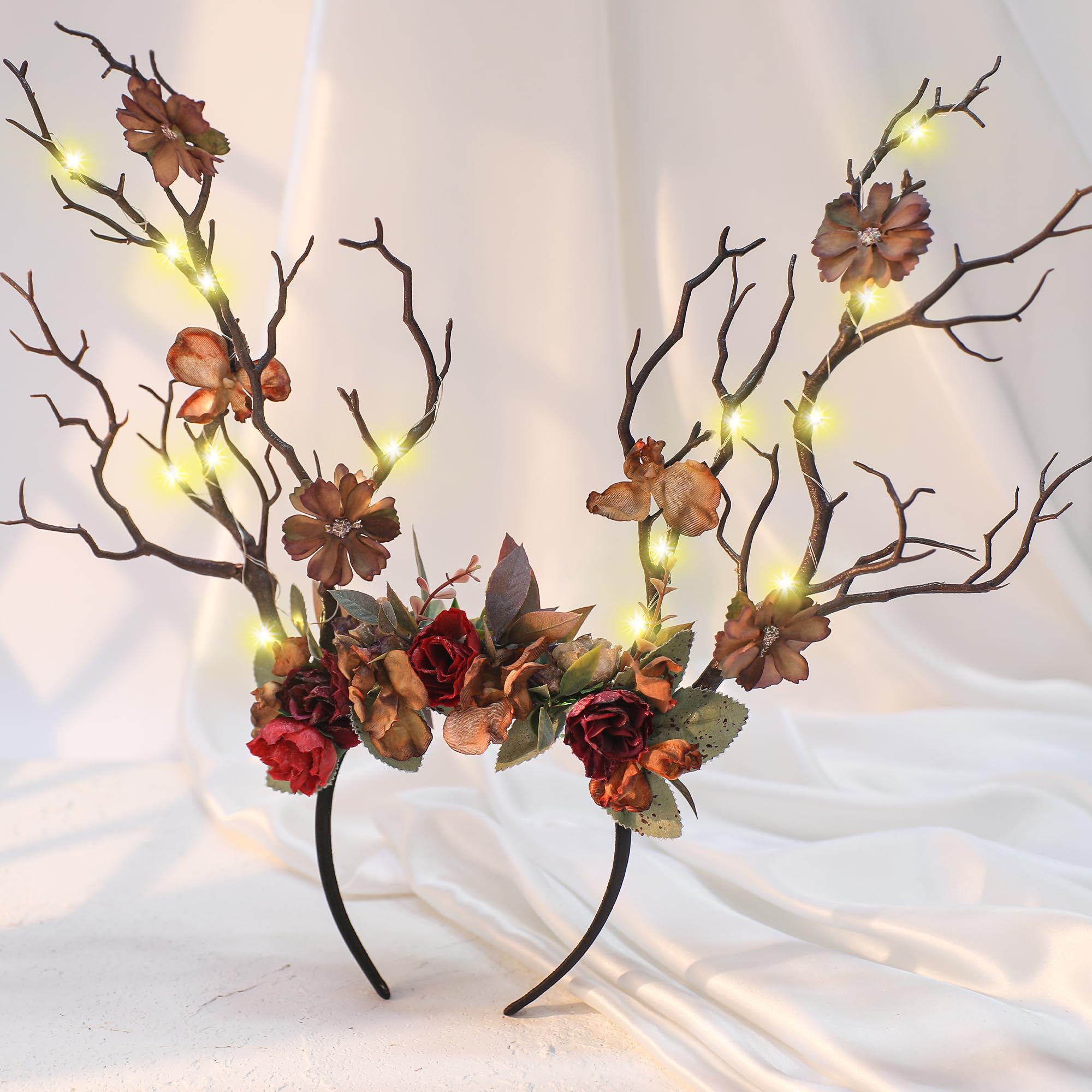 MOSTORY Light up Branch Headband, Dark Antler Headpiece for Renaissance Outfit Halloween Cosplay Fantasy Photo Shoot - Image 2