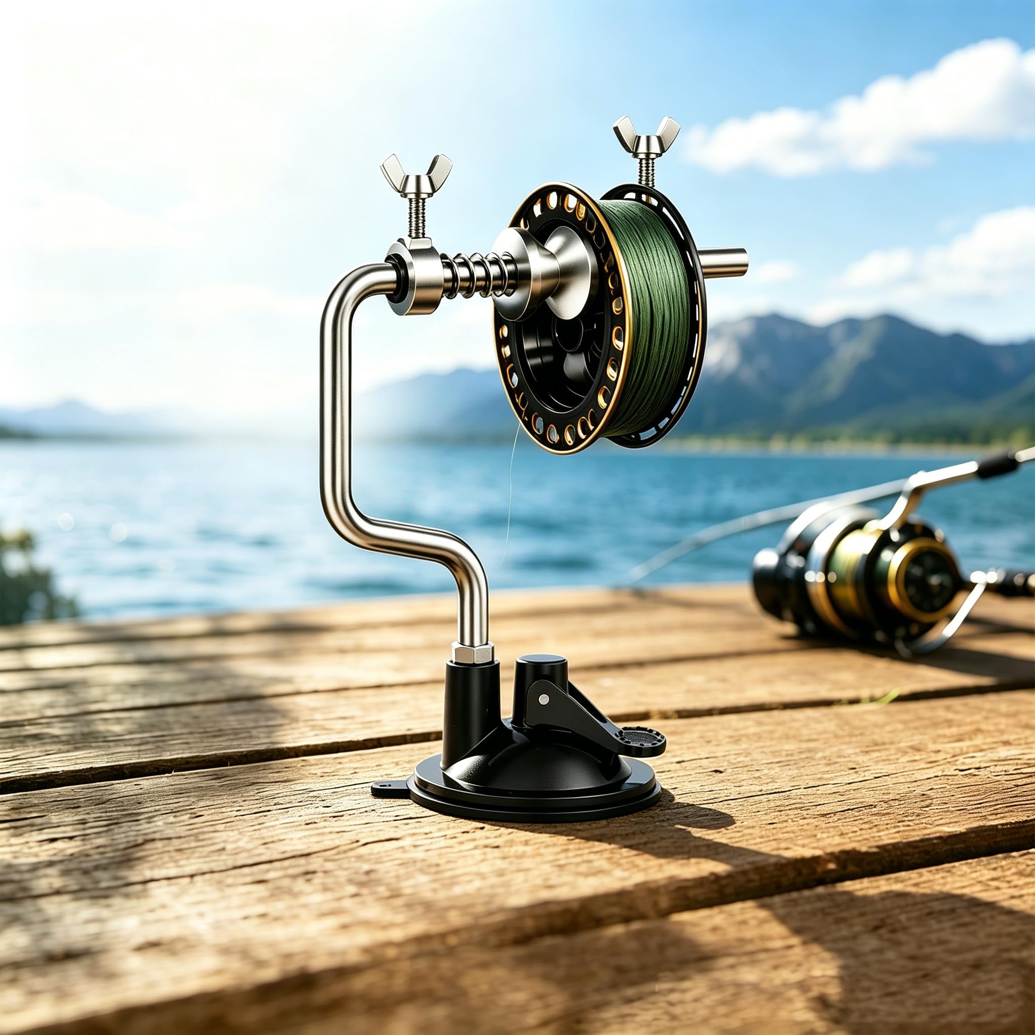 Fishing Line Spooler, Portable Spooling Station with Anti-Twist Design for Spinning and Baitcasting Reels, Adjustable Line Winder for Multiple Spool Sizes, Compact Fishing Gear and Tackle Accessories