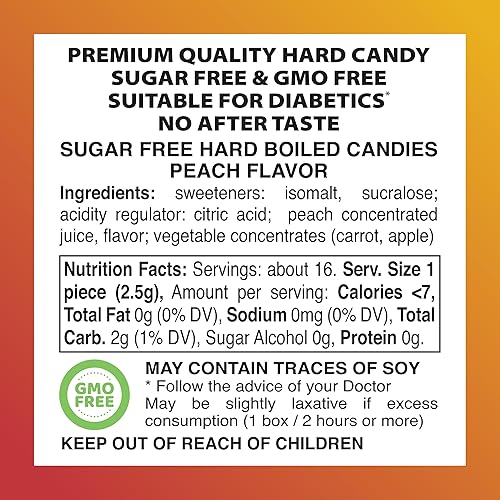 Miniatura 5 de Swiss Imports Gotas de caramelo duro sin azúcar, melocotón, caja de 1.4 onzas, paquete de 9