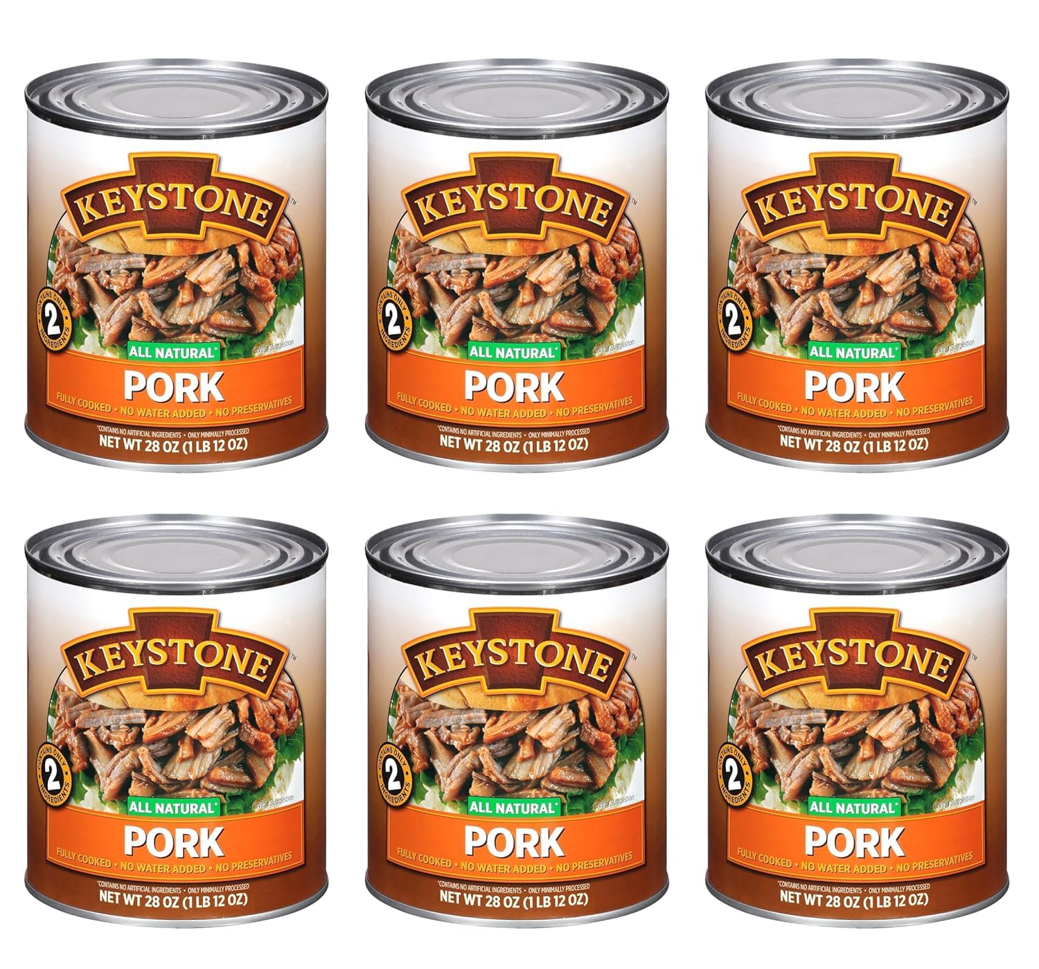 Keystone Meats All Natural Heat and Serve Canned Pork, 28 oz – Fully Cooked and Ready to Eat – Shelf Stable for 5 Years – Canned Meat for Everyday