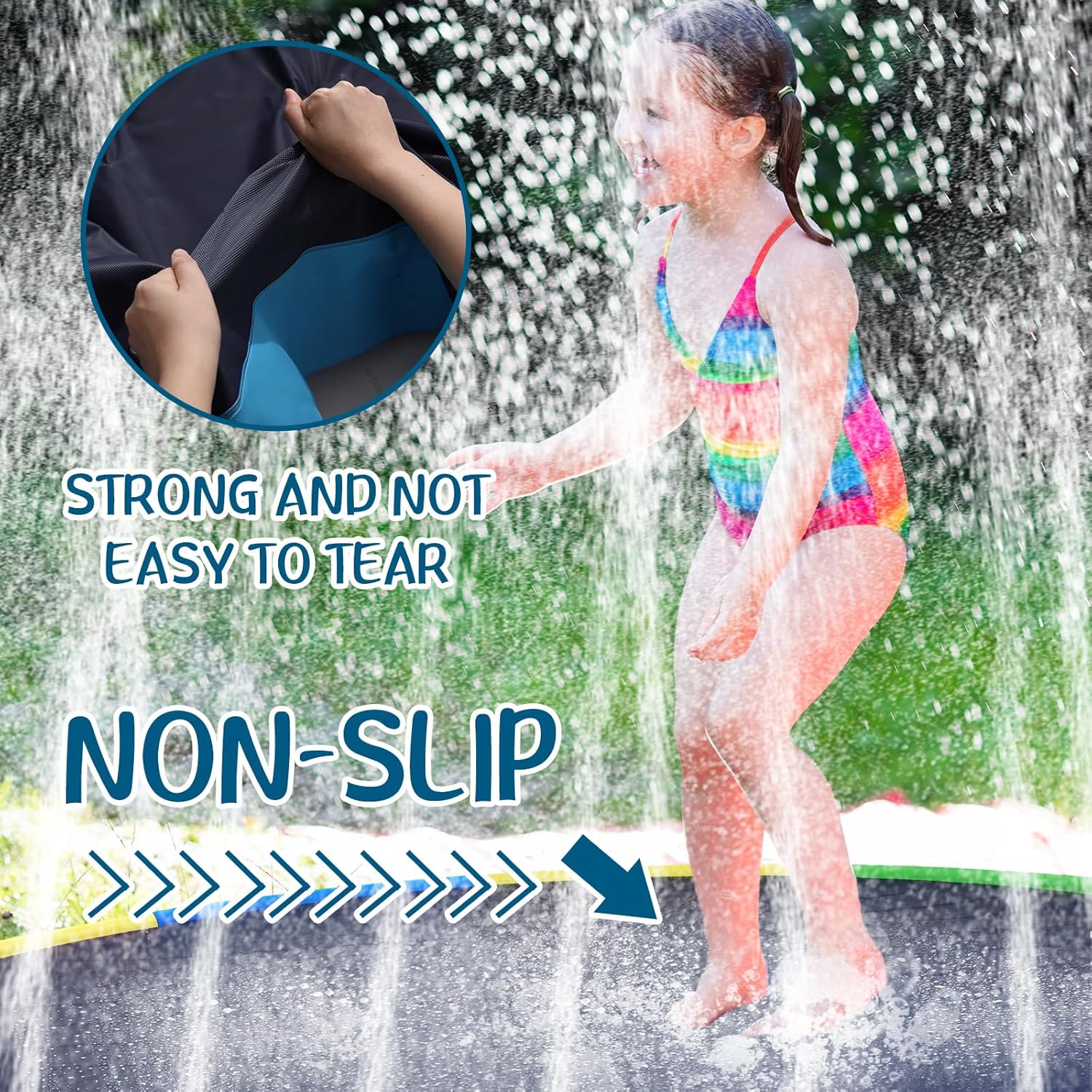 Lewtemi 10 ft Extra Large Non-Slip Splash Pad 120" for Adult Kids and Dog, Giant Thicken Sprinkler Pool Summer Outdoor Toys Fun Backyard Fountain Play Mat for Family Pet Dog(4 Colors,Lovely Style)