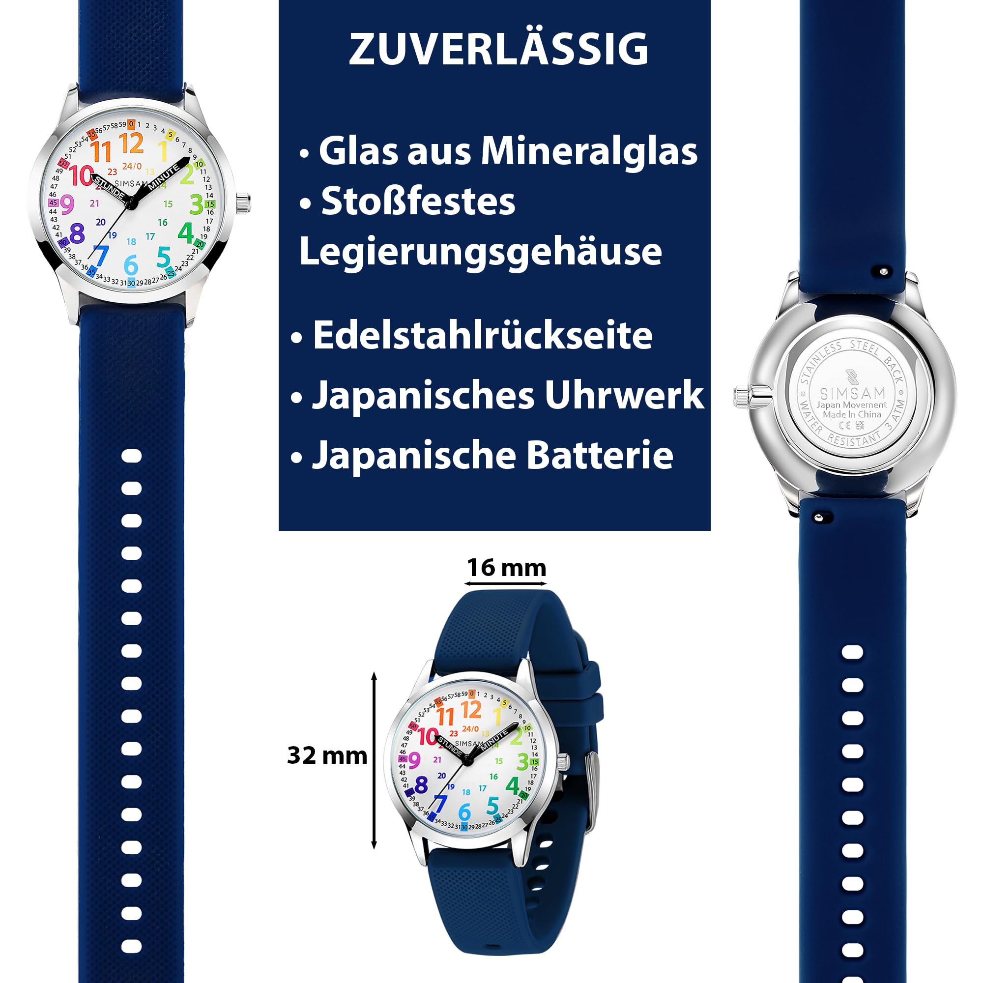 SIMSAM Kinderuhr Junge ab 6, Lernuhr Kinder Uhr ab 8, Kinderuhr Mädchen 10 Jahre, Armbanduhr Kinder Uhren für Jungs 12 Jahre, Armbanduhr Mädchen Jungen, Kids Watch, Kinderuhren
