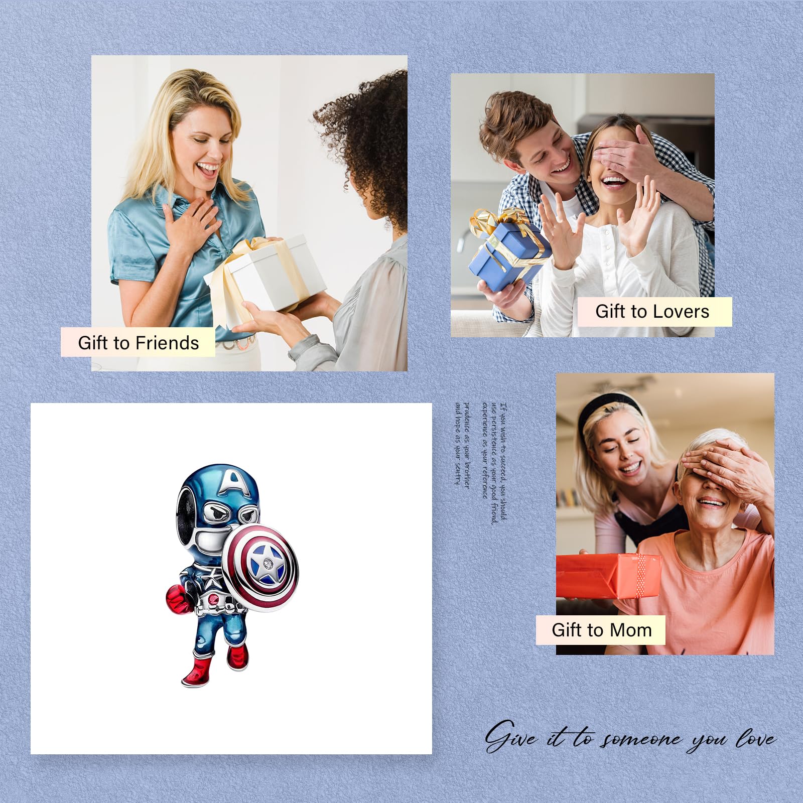 RMMY Charm 925 Sterling Silver Heart Mom Lucky Mouse Movie Pendant Dangle Beads for European Necklaces and Bracelets Valentine's Day Mother's Day Gifts con Gioielli di Zirconia