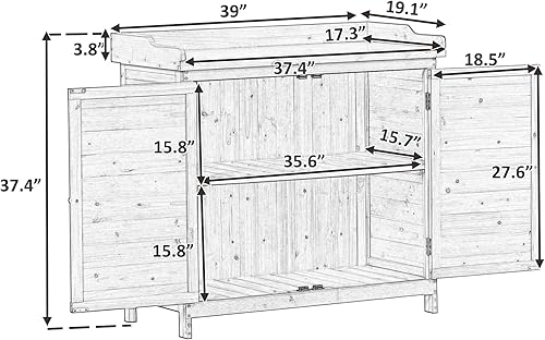 Miniatura 6 de Merax Mesa de banco grande para macetas de 64.6 pulgadas, estación de trabajo de jardín de madera con estantes de 6 niveles, mesa grande y gancho