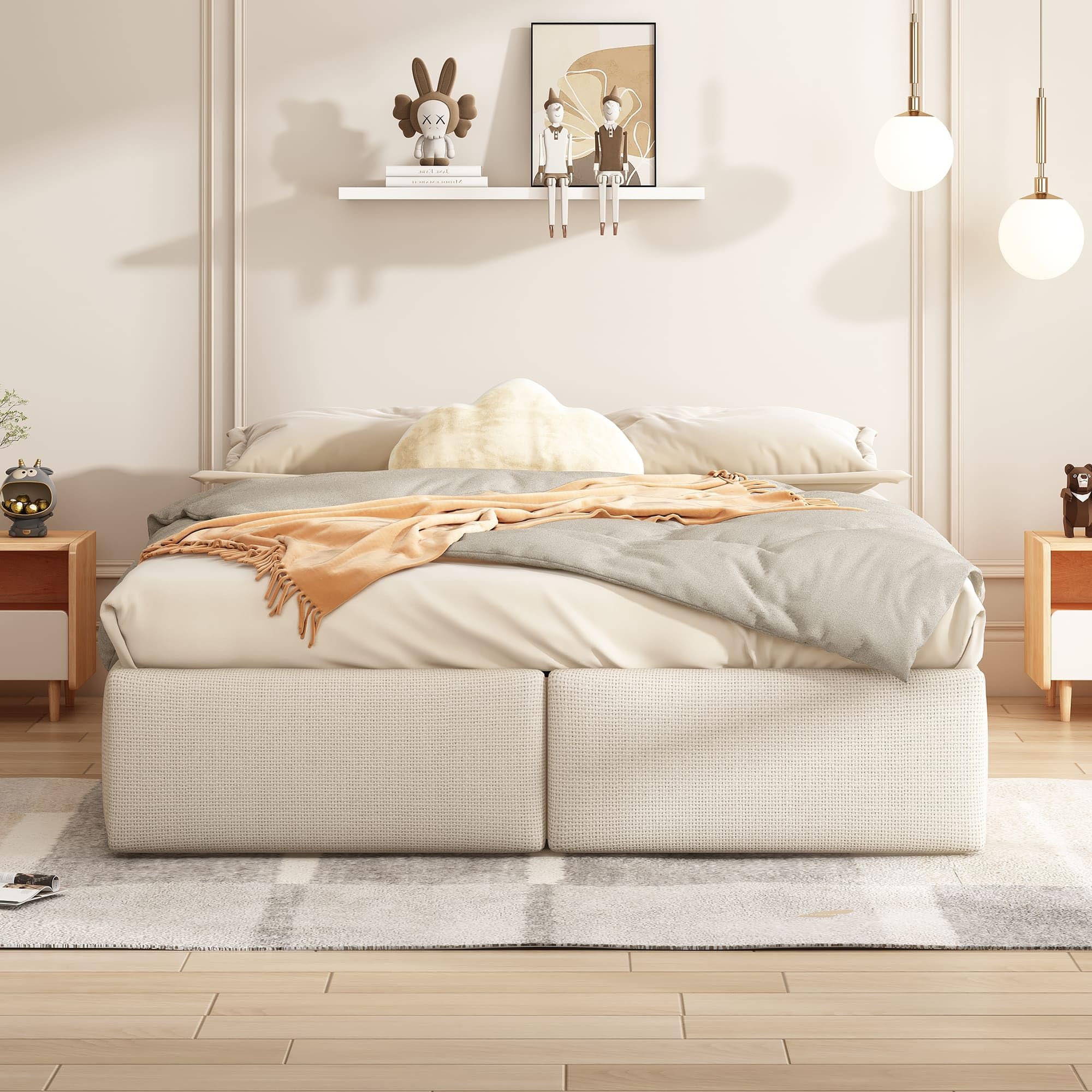 Letto Imbottito 140 X 190 - Letto Idraulico Con Contenitore E Tessuto In Velluto Grigio 97432074