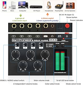 Amazon.co.jp: Douk Audio MX5 モノラル/ステレオ 4チャンネル