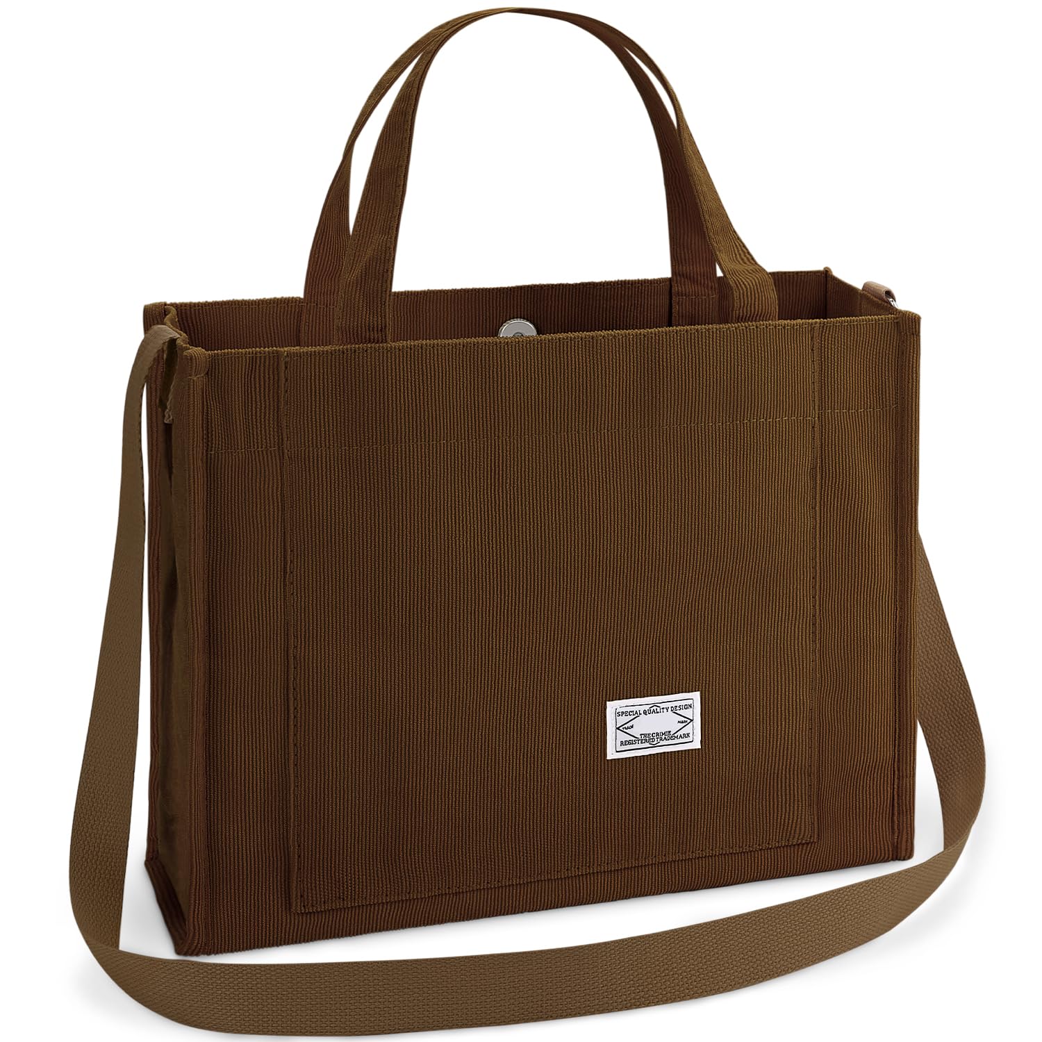 BINSUNS Corduroy Tote Bag for Women - Satchel Bag Large Tote Bag Aesthetic Crossbody Bag Handbag - School Work Travel Shopping Beach(Brown)