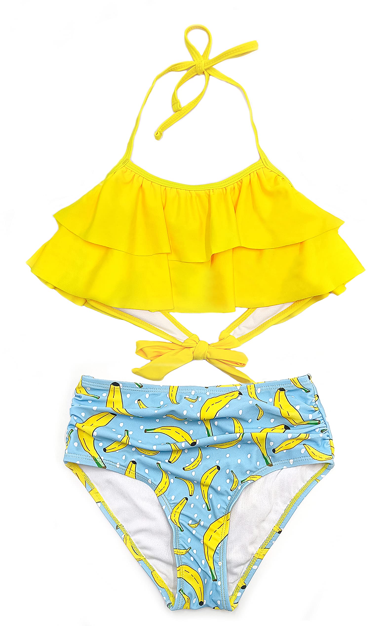 SHEKINI Ajustable Traje de Baño Dos Piezas para Niñas Estampado Irregulares Volant Top de Bikini Triángulo Bikini Bottom Bikini Set