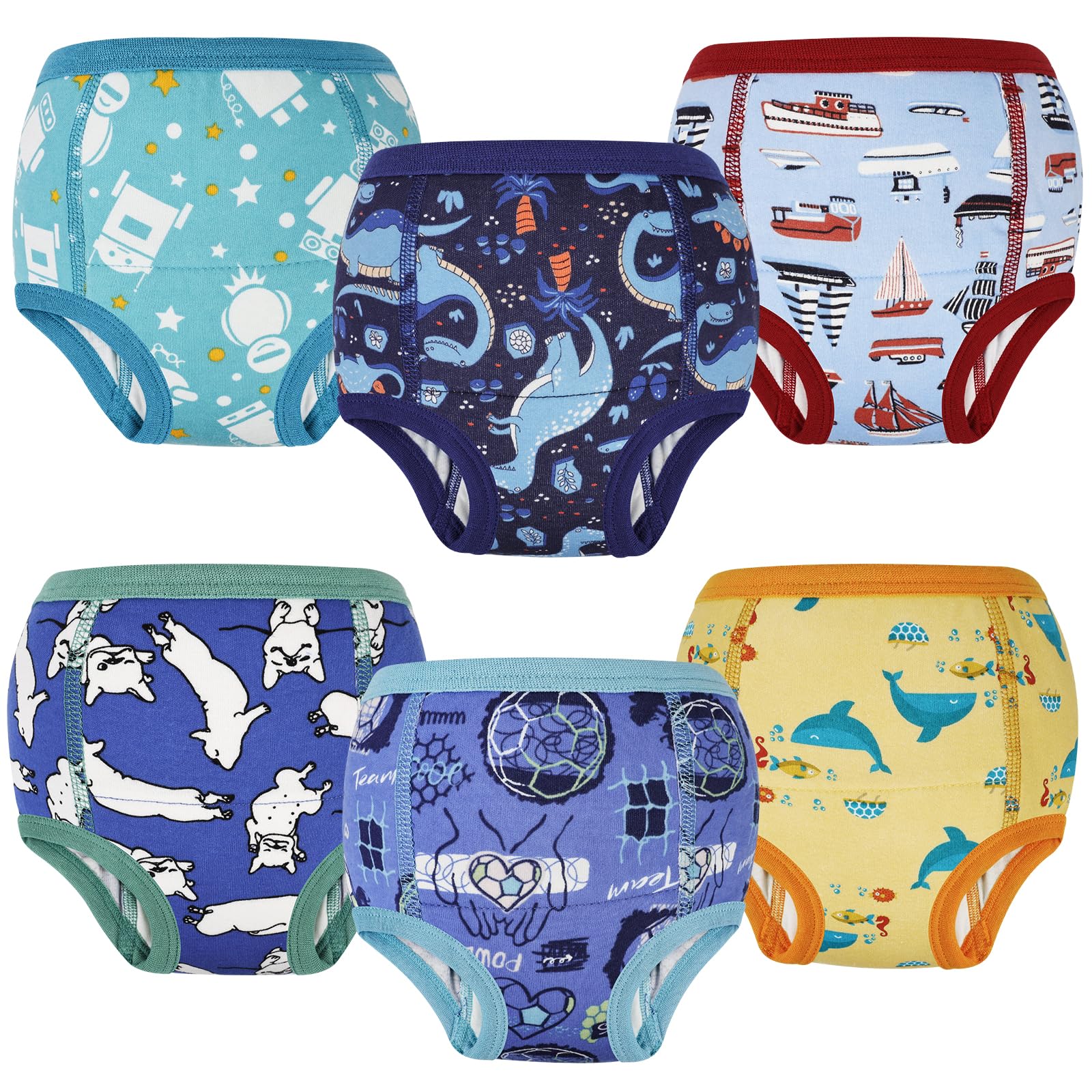 FLYISH DIRECT Culottes Apprentissage Propreté Garçons 100% Coton, Paquet de 6 Culottes d'Apprentissage Réutilisables Enfant, Culottes Apprentissage Garçons et Fille Absorbants, Mixe Cartoons, 4 Ans