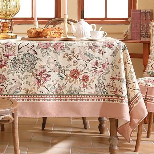 Miniatura 2 de patdrea - Mantel de lino floral, grueso, decorativo y francés para mesas rectangulares o cuadradas, para cocina y comedor, 63 x 102 pulgadas