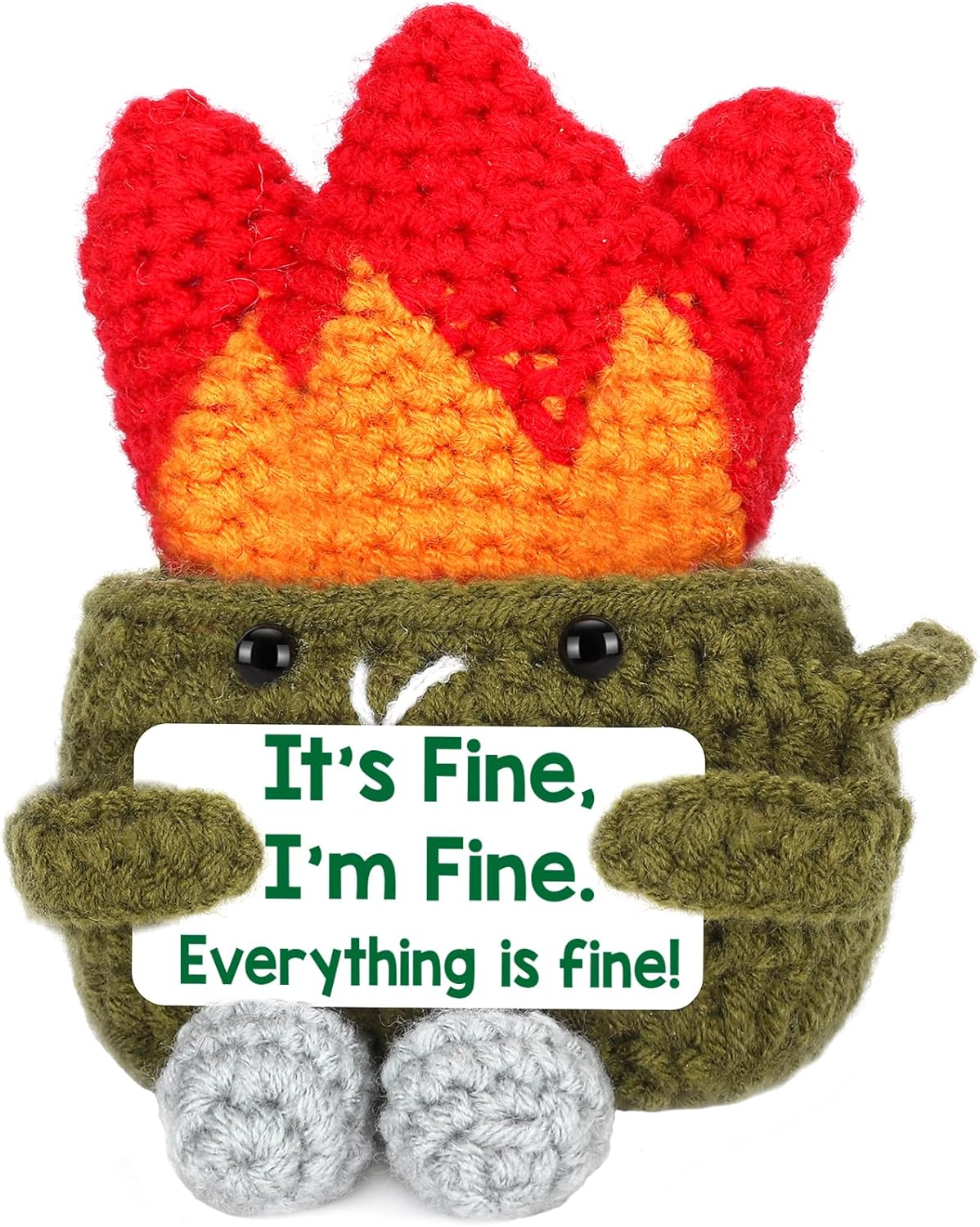 Funny Emotional Dumpster Support Fire, Christmas Bosses Day Gifts Birthday Gifts for Women Men Friend Coworker, Stress Relief Grief Therapy Cute Small Crochet Positive Office Desk Accessories Decor
