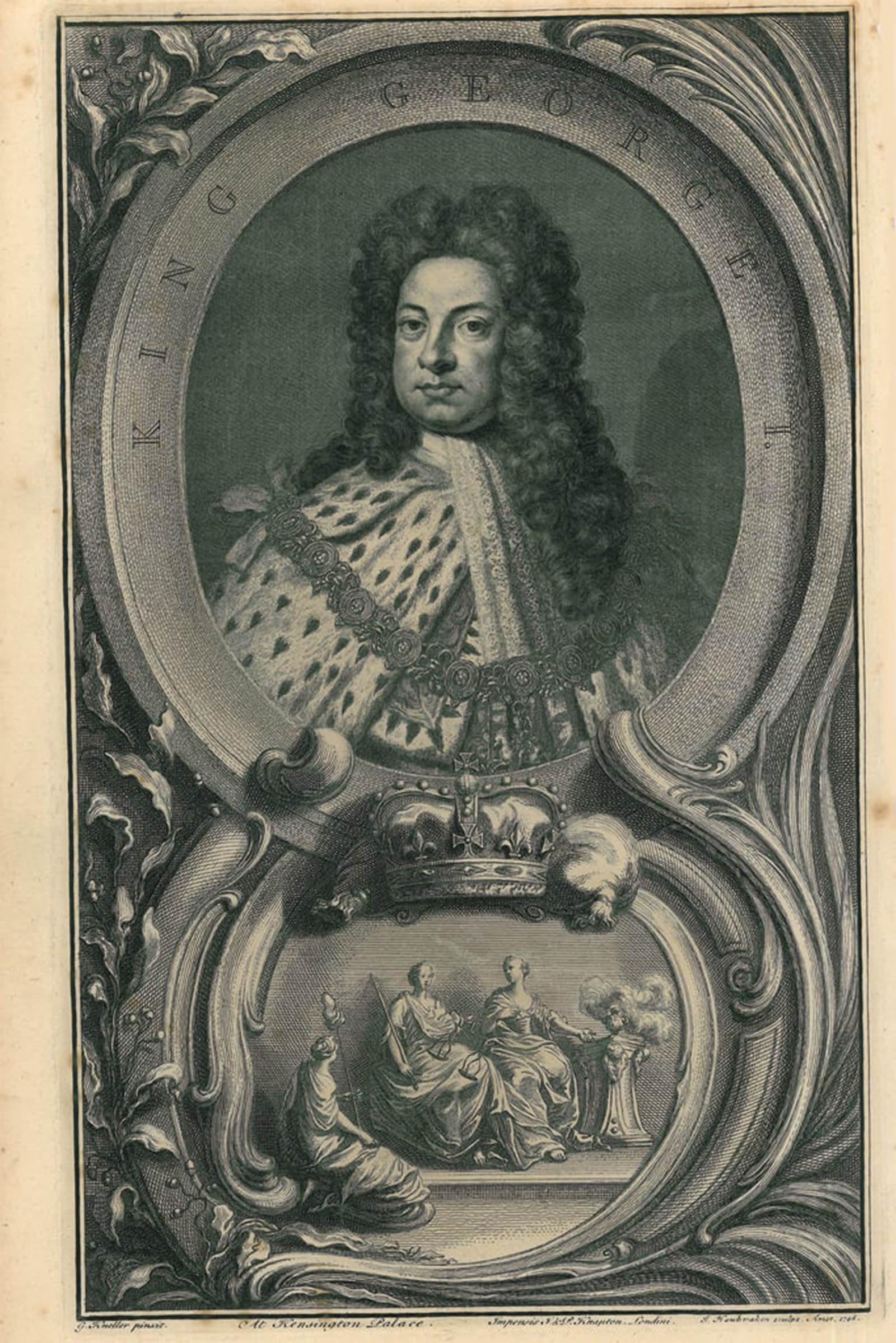 POSTERIIk Vintage Art Print Images Pictures Print King George I by Jacobus Houbraken Modern Colour Posters for Office Home Decor 60x90cm
