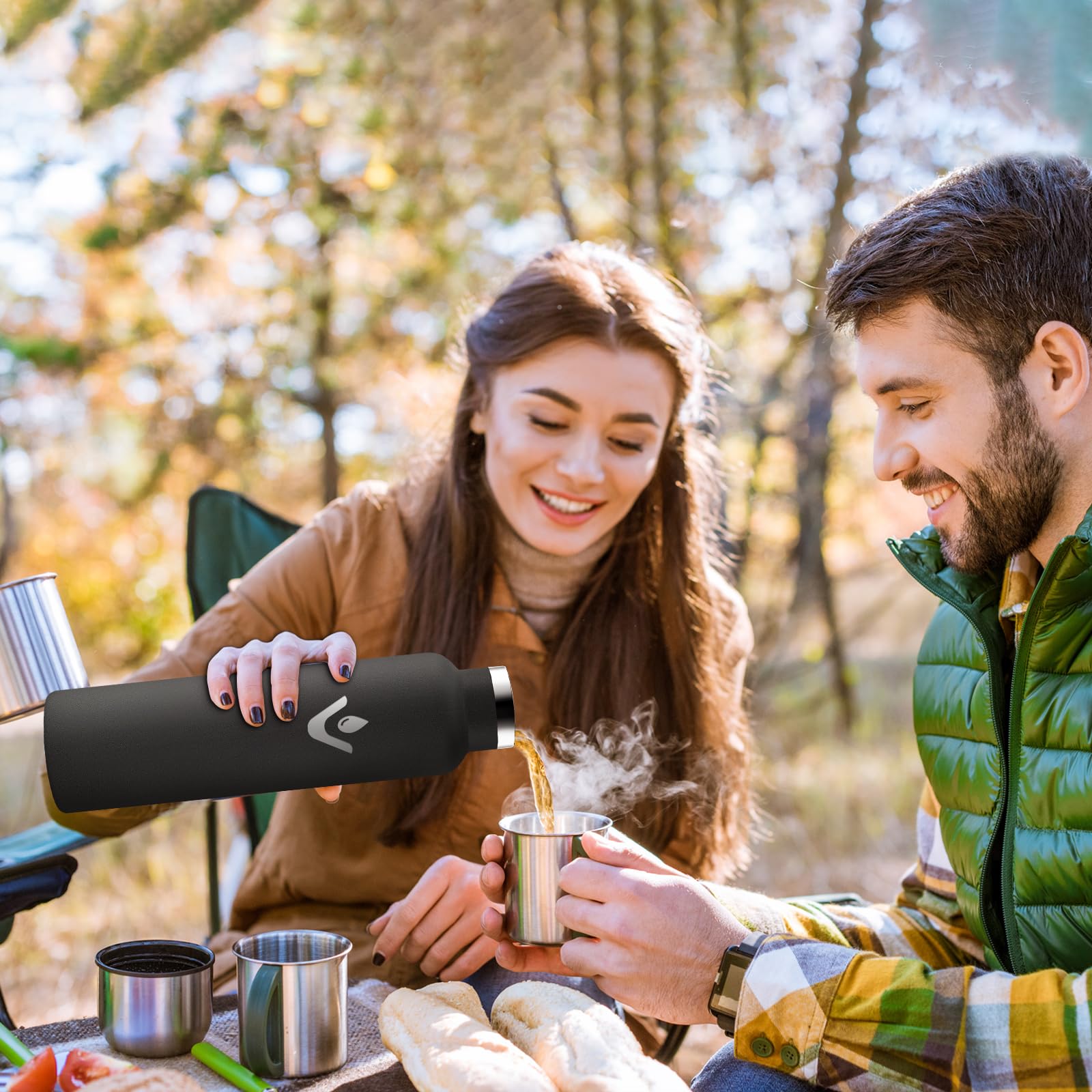 JAPORIA Borraccia Acciaio Inox 1L, Termos con Cannuccia, a prova di perdite, Riutilizzabile, senza BPA, Bottiglia per Uffici, Viaggio, Ciclismo