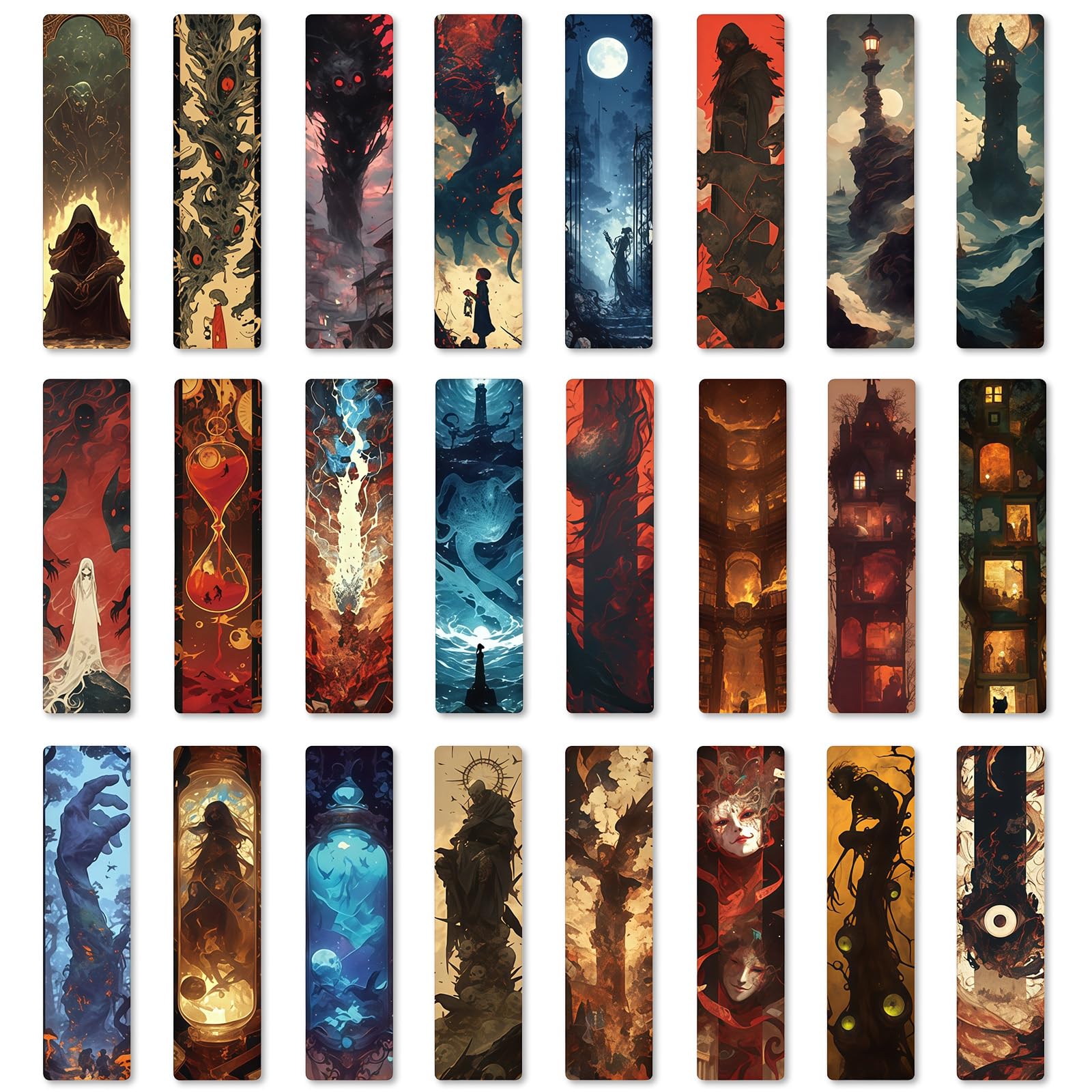 Waclaw Vintage Bookmarks Set of 24,Oil Painting Bookmark,Paper Bookmarks for Book,NO Repeat Designs, Multi-Color Bookmark