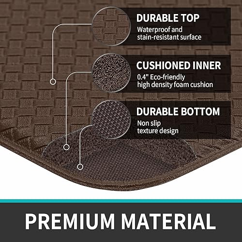 Miniatura 7 de DEXI Alfombras de cocina acolchadas y antifatiga, juego de 2 piezas, impermeables, fáciles de limpiar, 17 x 59 pulgadas + 17 x 79 pulgadas, color