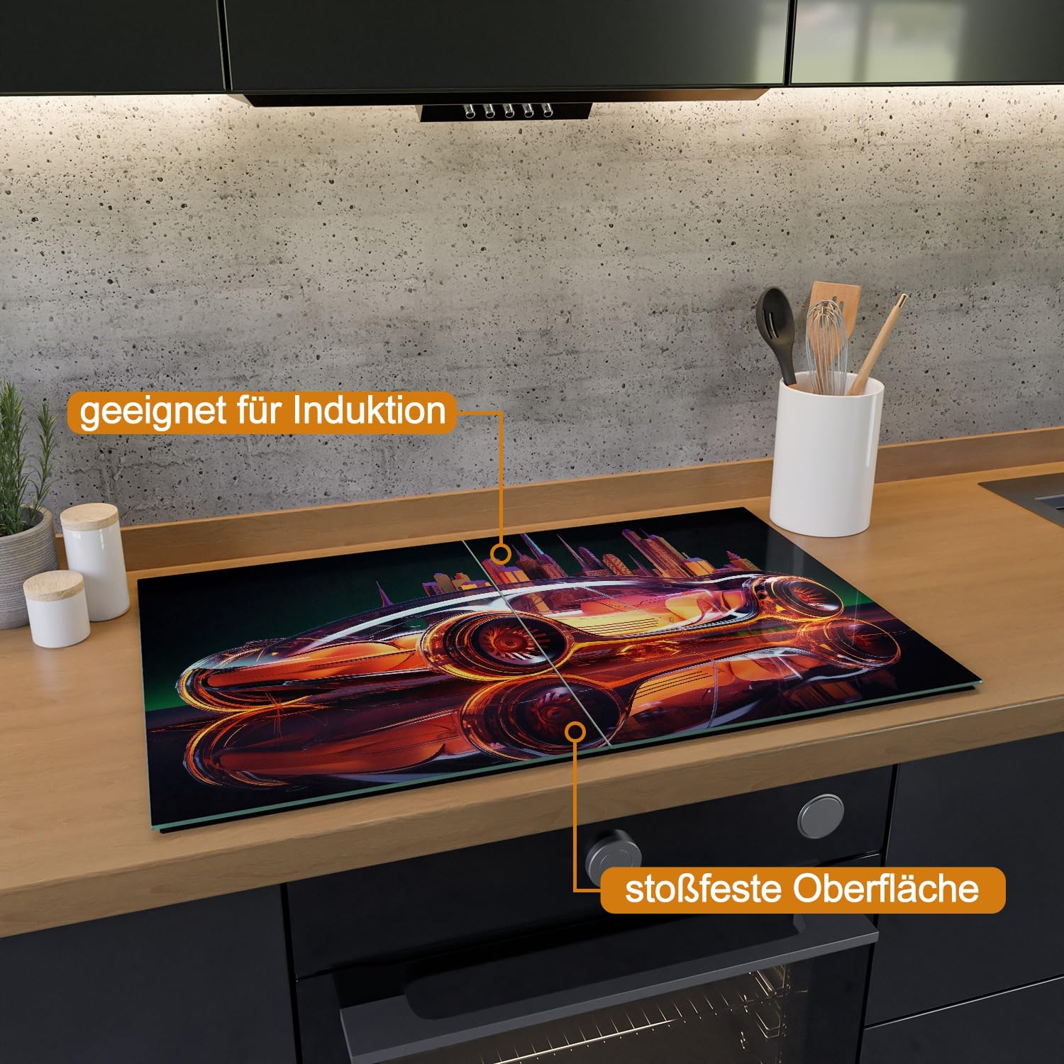 Lot De 2 Protections Plaque De Cuisson Wallario - Verre Trempé 80x52 Cm - Motif Coquelicots - Induction Et Vitrocéramique