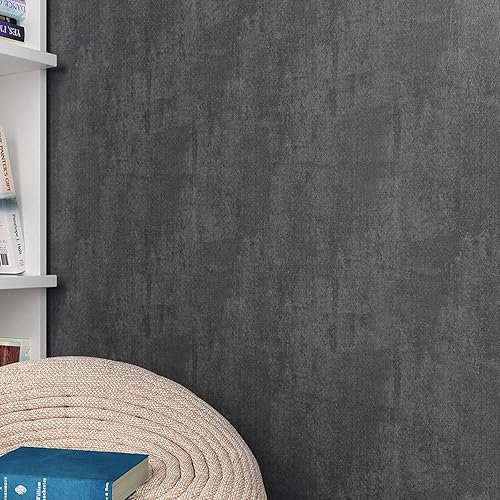 YENHOME Papel tapiz de hormigón gris de 24 x 118 pulgadas, para despegar y pegar, papel tapiz texturizado de hormigón gris, papel tapiz gris para