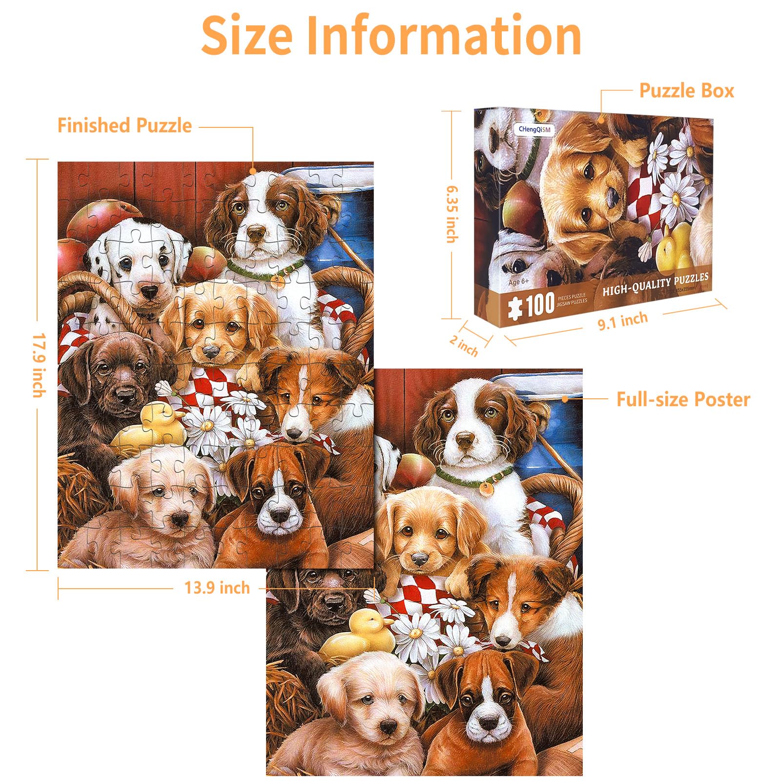 100 Piece Puzzles for Adults Dog Puzzle 100 Piece Puzzles for Adults Puppy Group Photo Puzzle 100 Pieces for Teens Seniors - Image 2