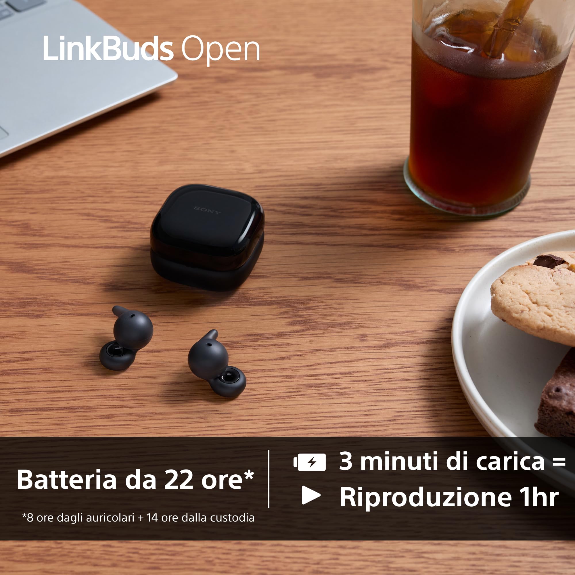 Sony LinkBuds Open Cuffie Bluetooth True Wireless Aperte IPX4 Multipoint Nero