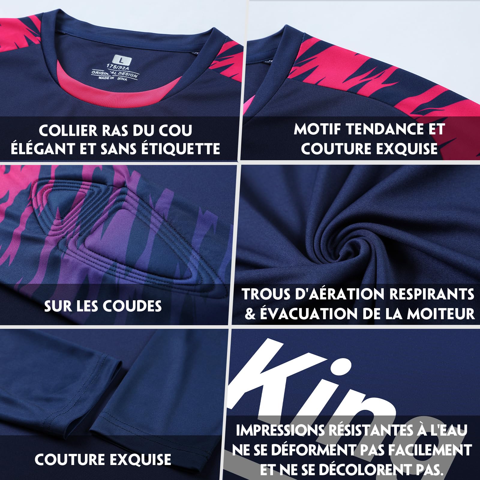 LAIFU Maillots De Gardien Personnalisés Peuvent Être Personnalisés avec des Noms des Numéros Et des Écussons D'Équipe Et Conviennent Aussi Bien Aux Jeunes Qu'Aux Adultes
