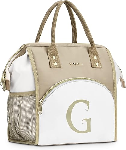 Miniatura 11 de Lonchera personalizada para mujer, bolsa de almuerzo reutilizable con iniciales, aislada, lonchera para adultos de apertura amplia, enfriadora de