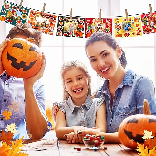 Miniatura 5 de Epakh 46 paquetes de marcos de otoño para niños, otoño, Acción de Gracias, Halloween, verano, marco de fotos de cartón colorido, marco de fotos de