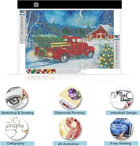 Miniatura 5 de SevenFish Accesorios de pintura de diamantes, almohadilla de luz A3S, tablero de luz mejorado, alto brillo, sin puntos negros, caja de luz de arte