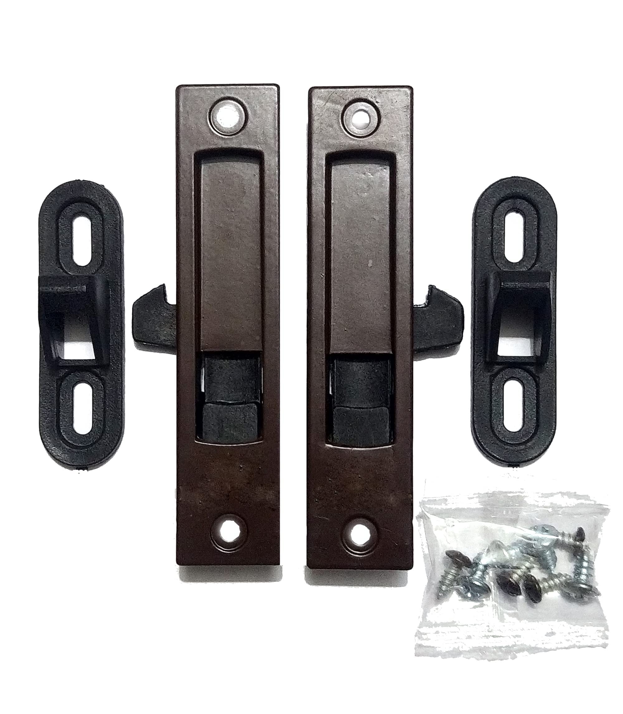 First Lot Metal Body Concealed Lock for Aluminum Sliding Window Pack of 2 Pair (Brown)