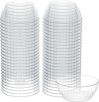 R-Kay 6oz Clear Plastic Disposable Bowls 50 Pack Heavy Duty for Desserts Ice Cream Dips Salsa Parties