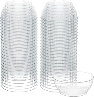 R-Kay 6oz Clear Plastic Disposable Bowls 50 Pack Heavy Duty for Desserts Ice Cream Dips Salsa Parties